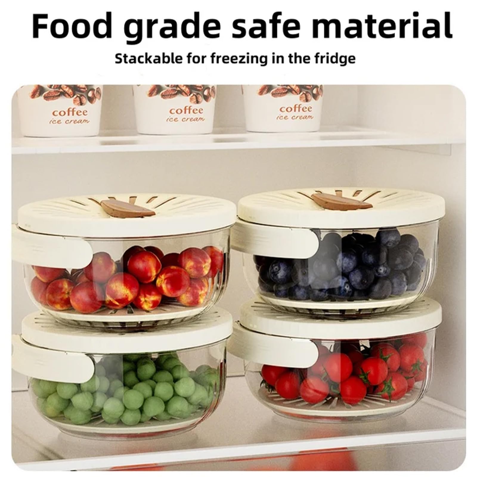 2 in 1 Drainer and Strainer Set - 2024 New Kitchen Draining Basket with Lid, Foldable Handle Fruit Washing Bowl & Colander - Perfect for Washing Vegetables, Berries, Pasta & Salad Prep (2-Piece, White)