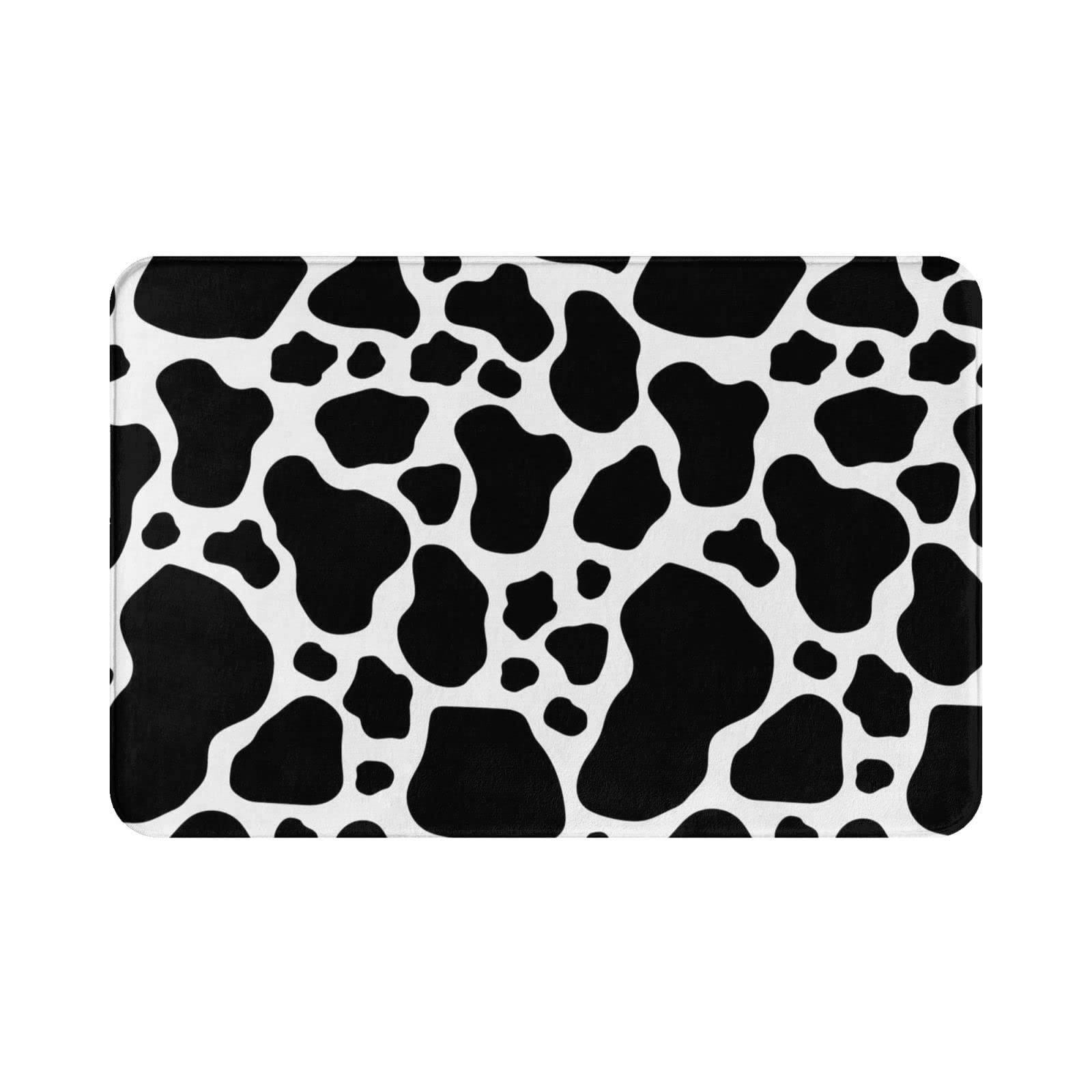 Cow Print Bath Rugs - Non-Slip Absorbent Doormat for Bathroom, Kitchen, Entrance - Soft Cowhide Pattern Floor Mat for Indoor/Outdoor Use - Perfect for Home Decor, Farmhouse Style, and Pet-Friendly Spaces