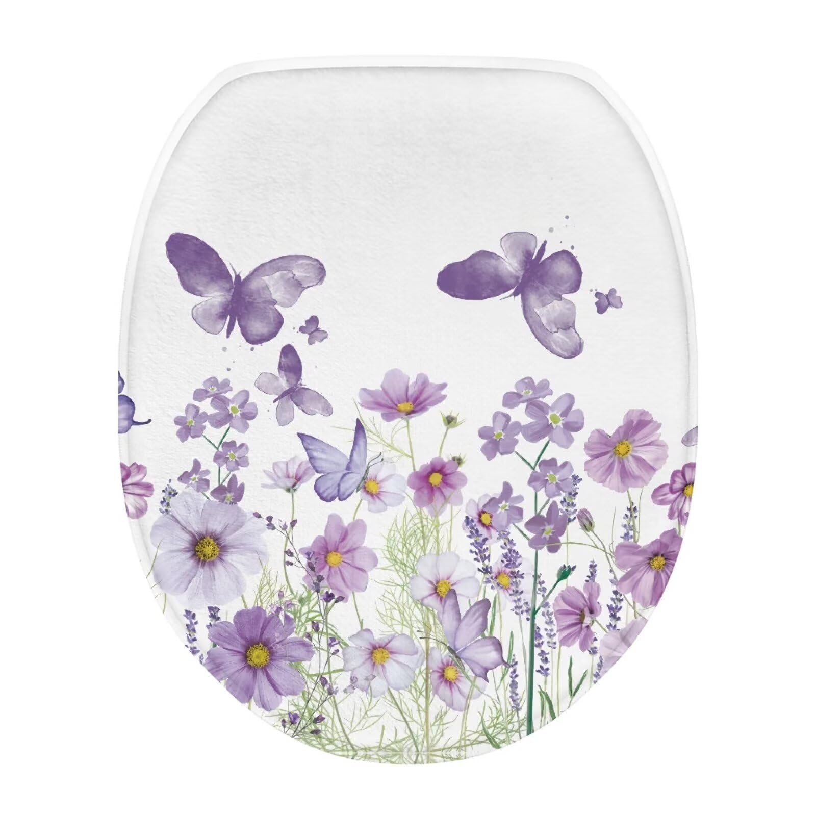 Soft Absorbent Purple Toilet Seat Cover - Aesthetic Elongated Toilet Lid Cover for Bathroom Decor, Fits Most Standard Toilets - Perfect for Home, Hotel & Spa Bathroom Accessories