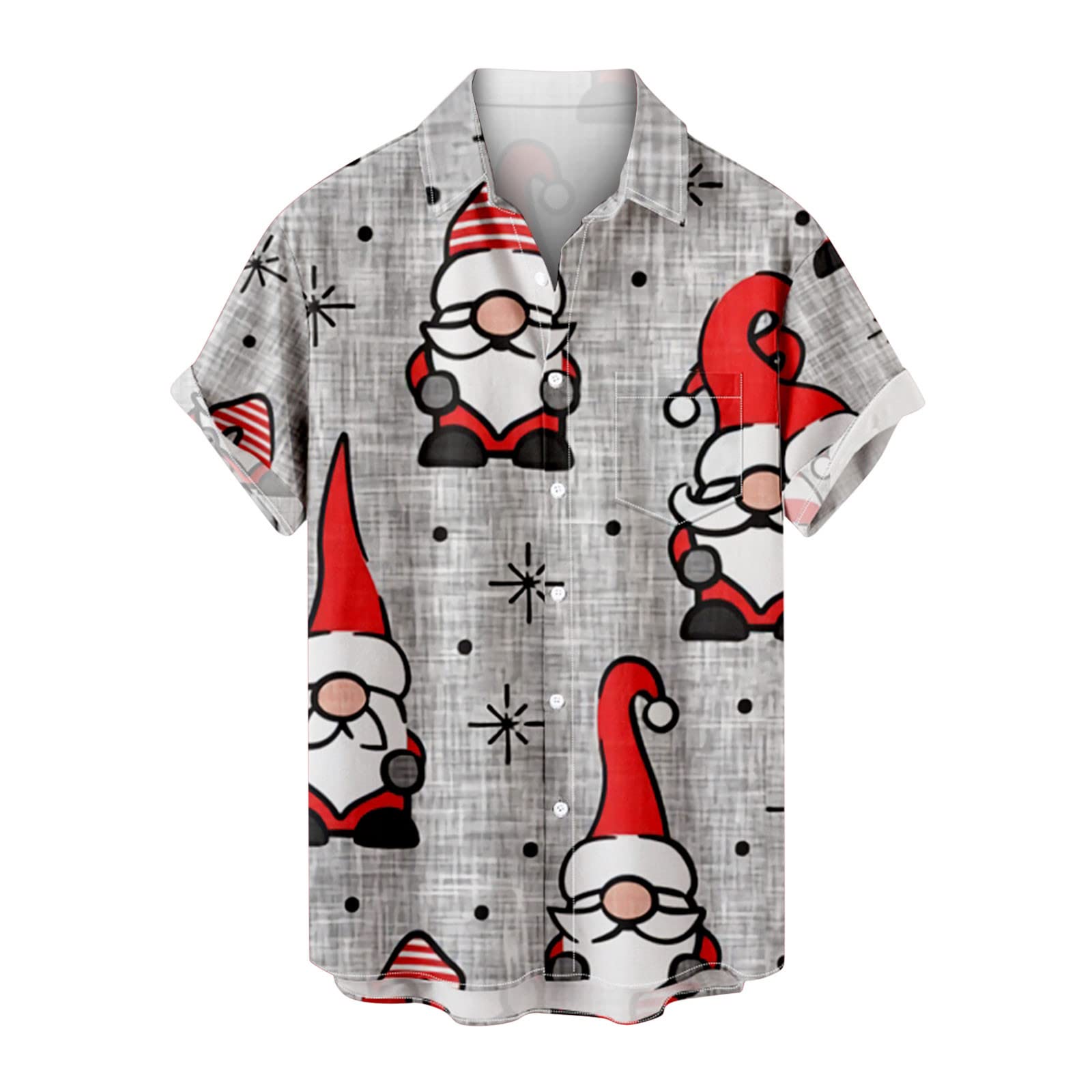 3D Christmas Tree Santa Hawaiian Shirts for Men - Novelty Xmas Graphic Button Down Short Sleeve Bowling Shirts - Perfect for Holiday Parties, Family Gatherings & Festive Outfits