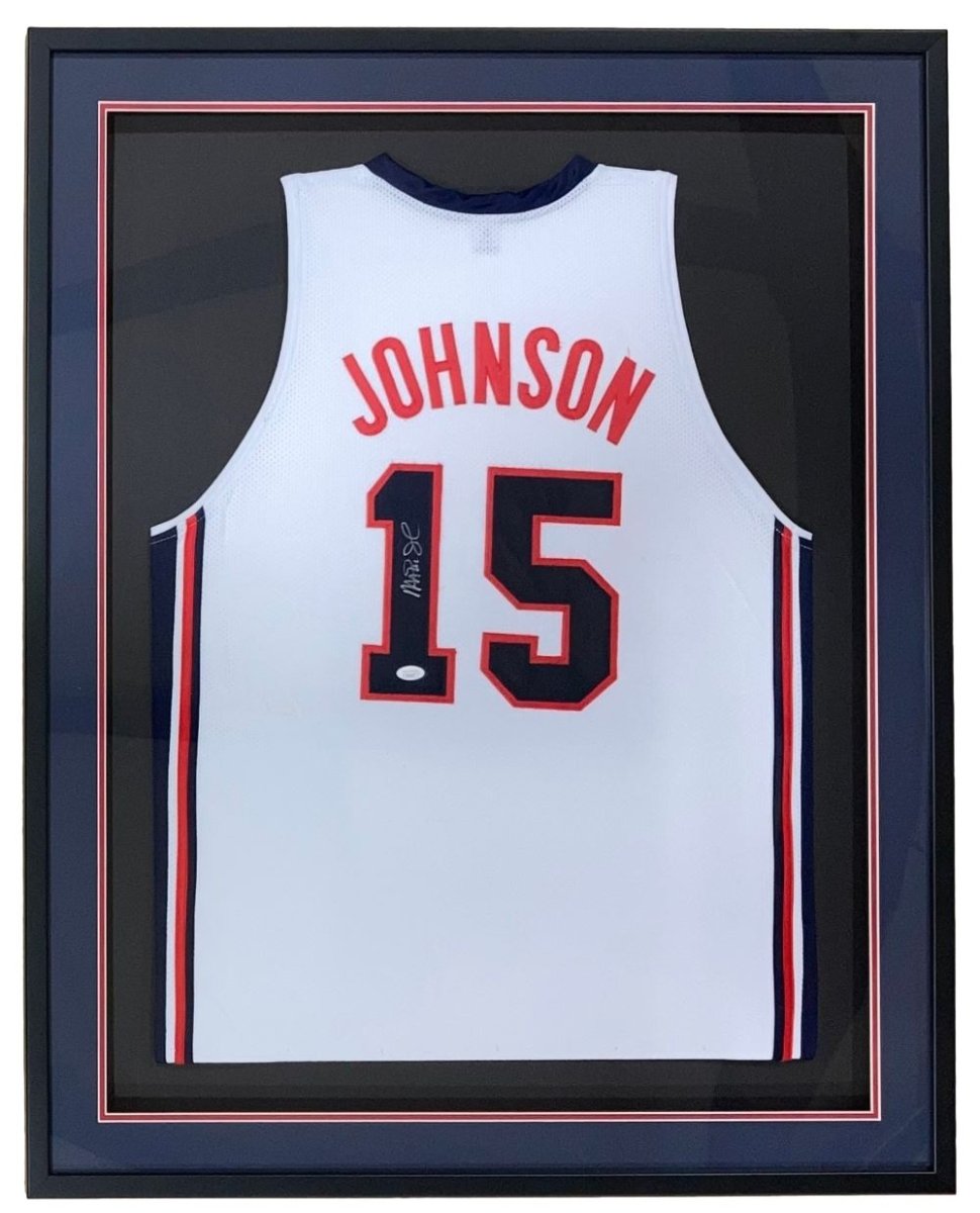 Magic Johnson Autographed USA Basketball Jersey - Framed with JSA Certificate - Perfect for Sports Memorabilia Collectors & Lakers Fans Display