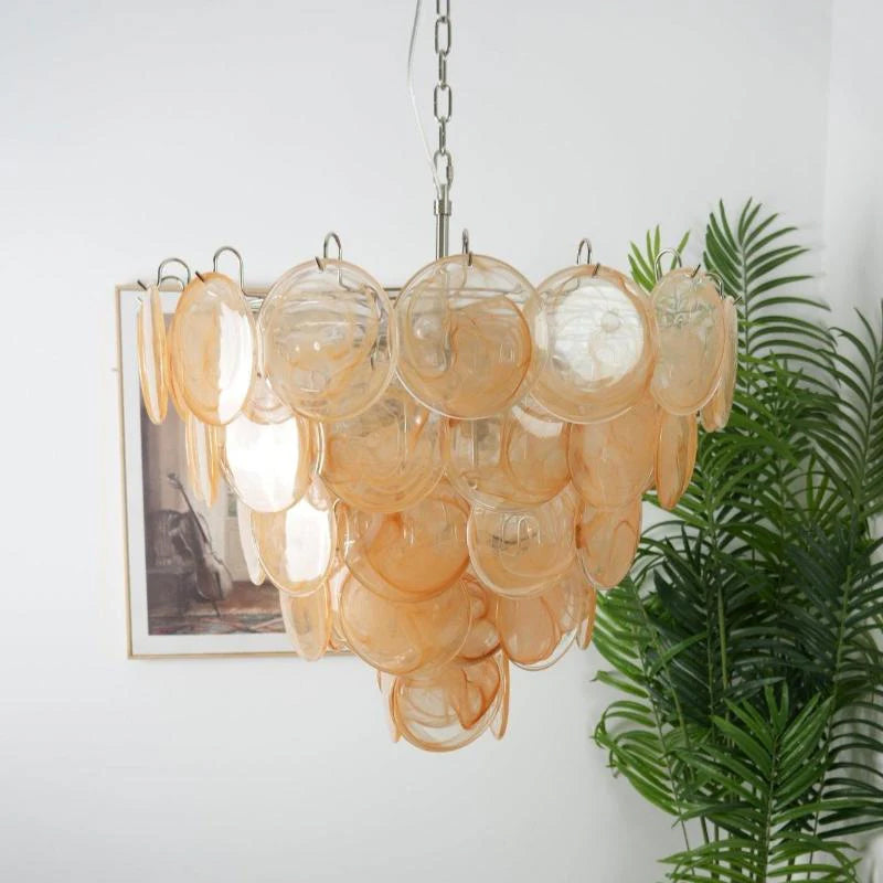 Elegant Camisa Disc Glass Chandelier - Modern Crystal Ceiling Light Fixture for Dining Room, Bedroom, and Living Room Decor
