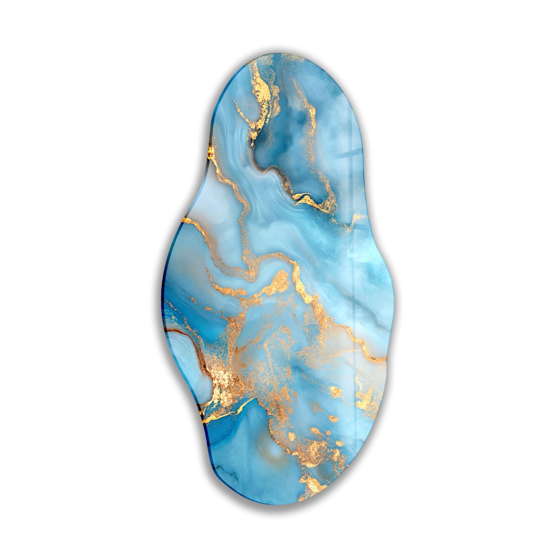 Blue Marble Large Glass Wall Art - Modern Abstract Home Decor for Living Room, Bedroom & Office | Elegant Handmade Glass Mosaic Panel