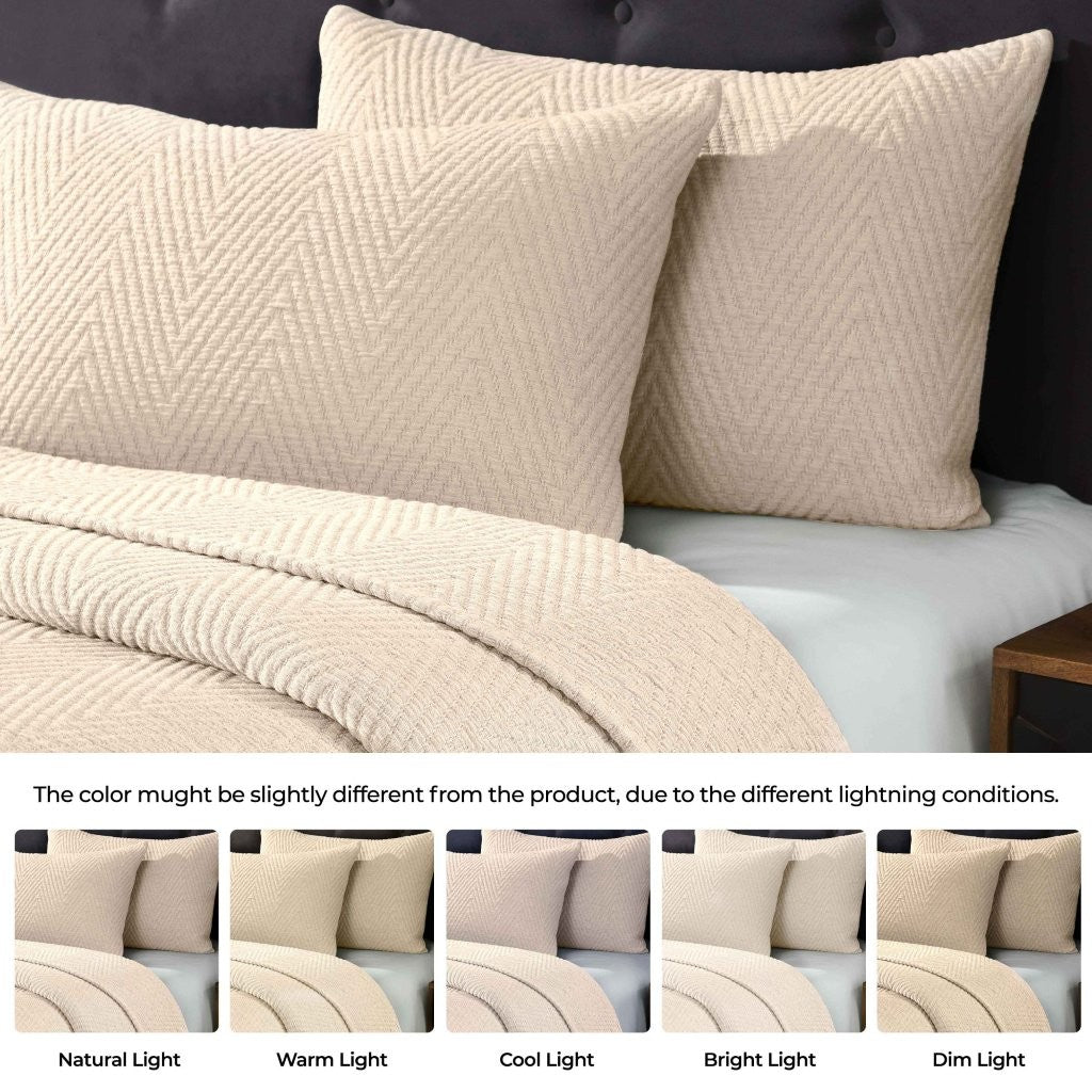 Premium Aswan Cotton Medium Weight Chevron Woven Coverlet - Soft & Breathable Bedspread for All Seasons - Perfect for Master Bedroom, Guest Room, or Dorm Decor