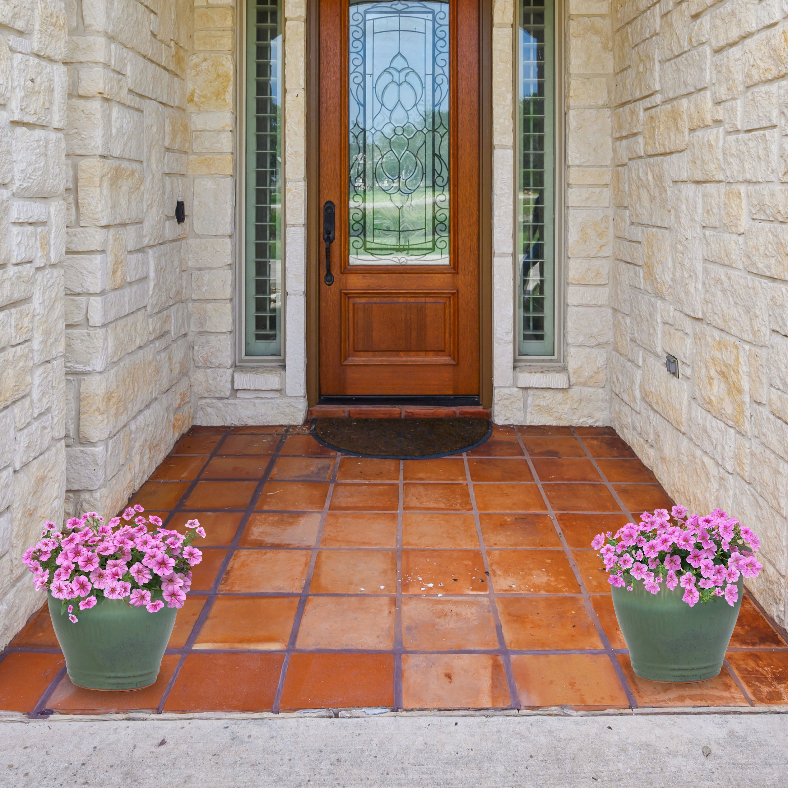 Premium Glazed Ceramic Plant Pots with Drainage Holes - Set of 2 Indoor/Outdoor Flower Planters for Home Decor, Garden & Patio