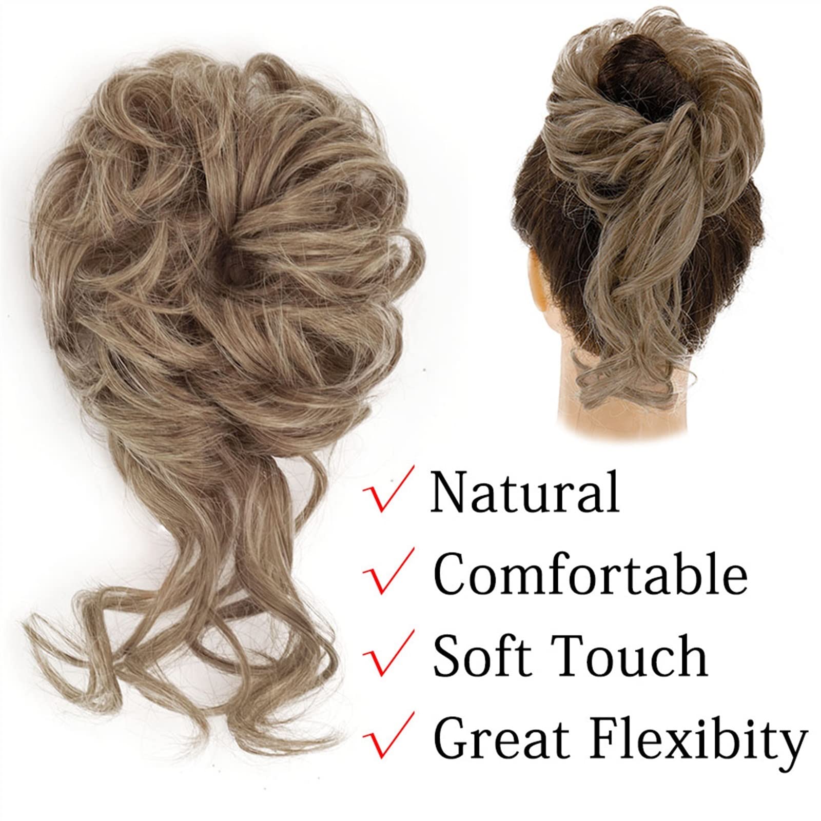 SUNESA Women's Synthetic Hair Scrunchies with Tassels - Ponytail & Messy Bun Hair Extensions, Elastic Rubber Band Hair Ties for Women | Perfect for Casual, Office & Party Hairstyles