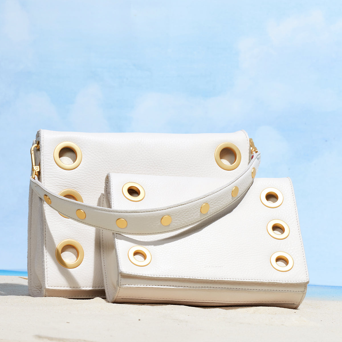 Montana Clutch Handbag - Calla Lily White & Brushed Gold Crossbody Bag for Women | Small Purse for Evening Parties, Weddings & Special Occasions