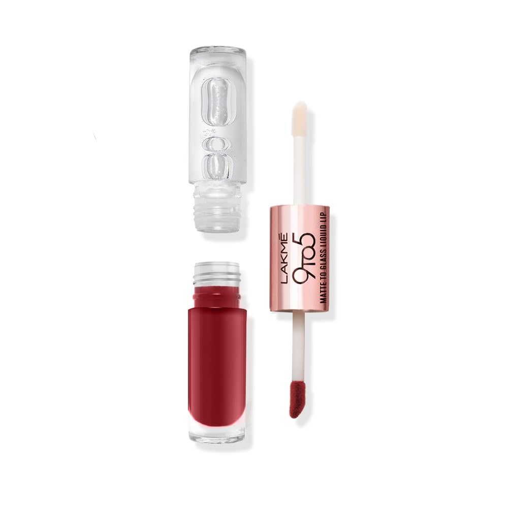 LAKMÉ 9 To 5 Matte To Glass Liquid Lipstick - Long Lasting Matte & Glossy Finish Lip Color for Day to Night Wear - Perfect for Office, Date Night & Special Occasions