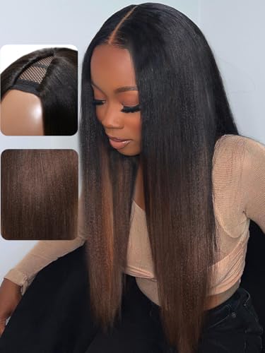 Yaki Straight V part Wig｜Chestnut Brown