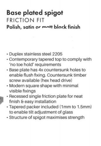 Pool Fence Spigot - Matt Black/Polished/Satin Stainless SS2205 - Core Drill or Base Plate Mount - Durable Outdoor Pool Safety Fence Accessory for Backyard & Commercial Pools