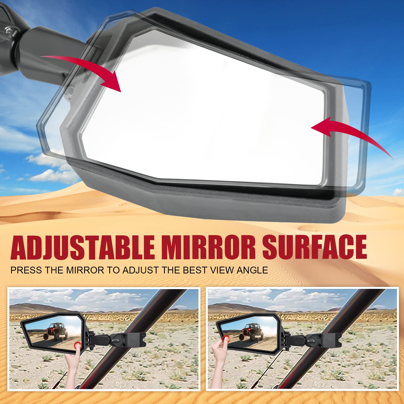 Youxmoto UTV RZR Side Mirrors for Polaris RZR 570 800 900 XP1000, Rhino 450 660 700, Pioneer 1000 - 1.75-2