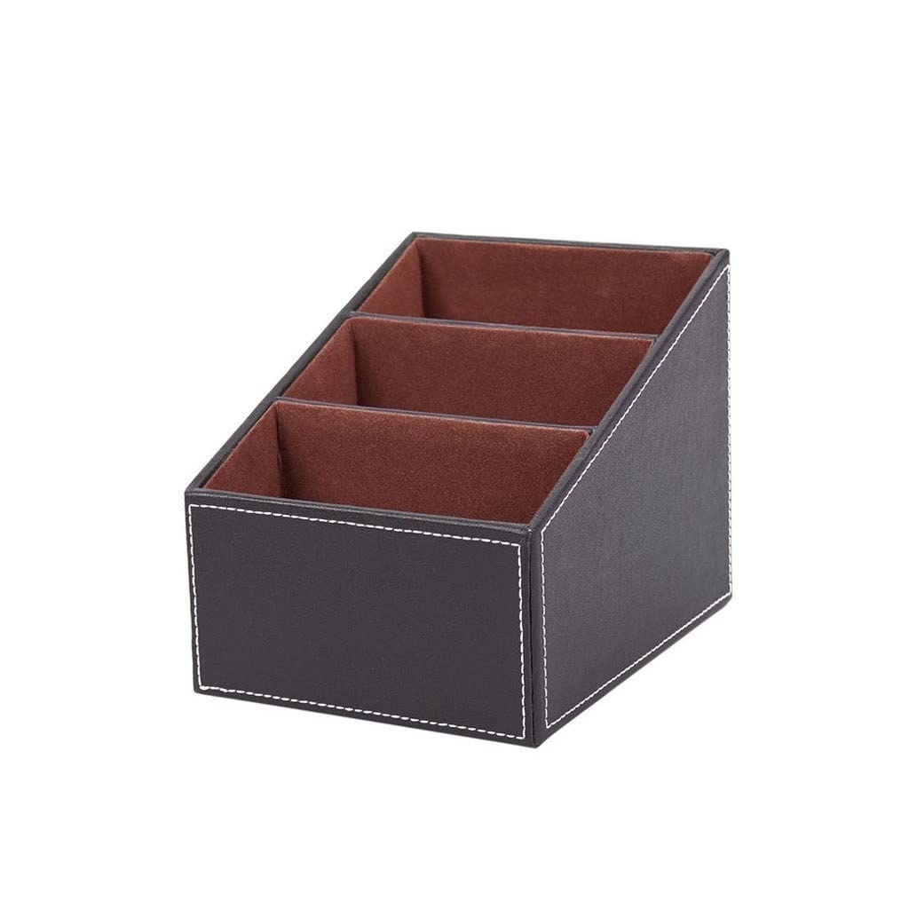 Premium Leather Remote Control Organizer - Black Universal Size for TV, DVD, and Electronics Accessories | Perfect for Living Room, Bedroom, and Office Desk Storage