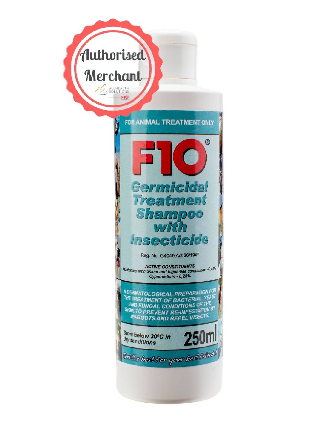 F10 Germicidal Treatment Shampoo with Insecticide - 250ml | Veterinary Pet Care for Dogs & Cats | Kills Bacteria, Fungi & Parasites | Ideal for Skin Infections & Wound Care