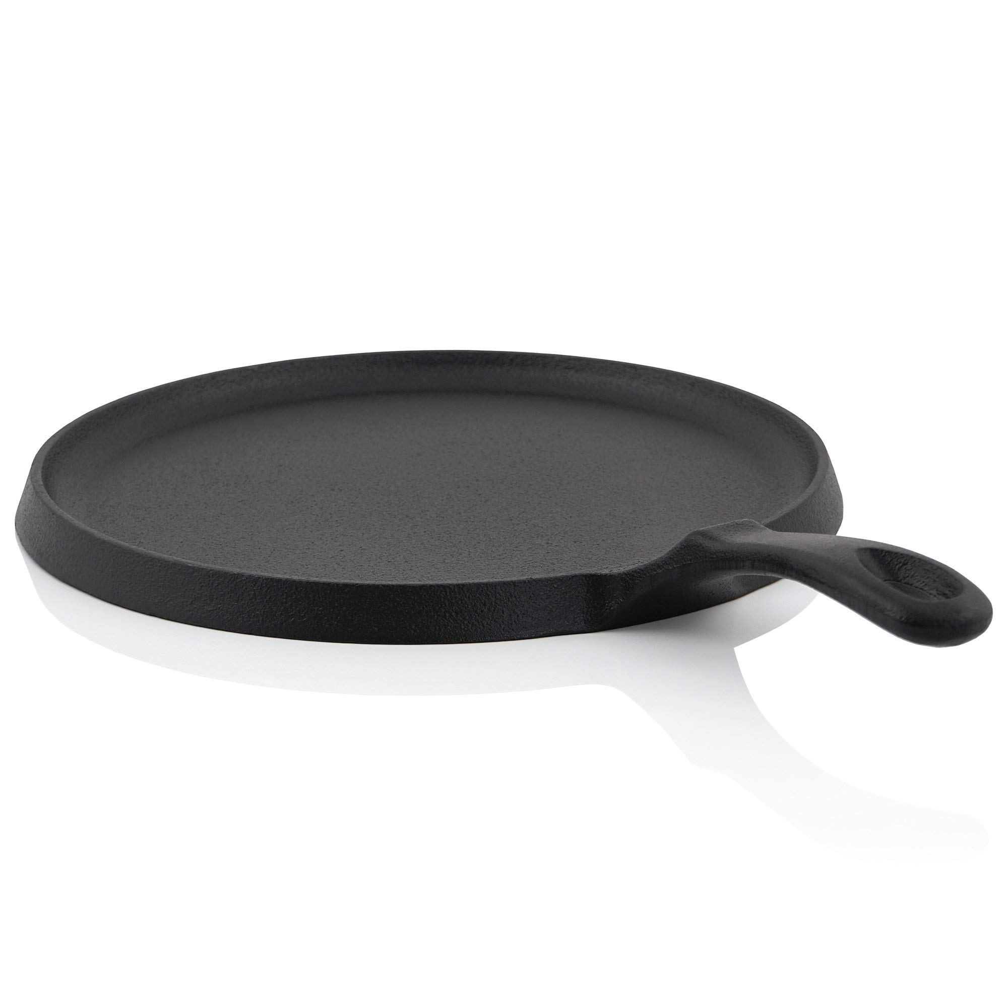 BBQ-TORO 26cm Pre-Seasoned Cast Iron Crepe Pan - Induction Compatible, Non-Stick Pancake & Crepe Maker for Stovetop, Camping & Outdoor Cooking