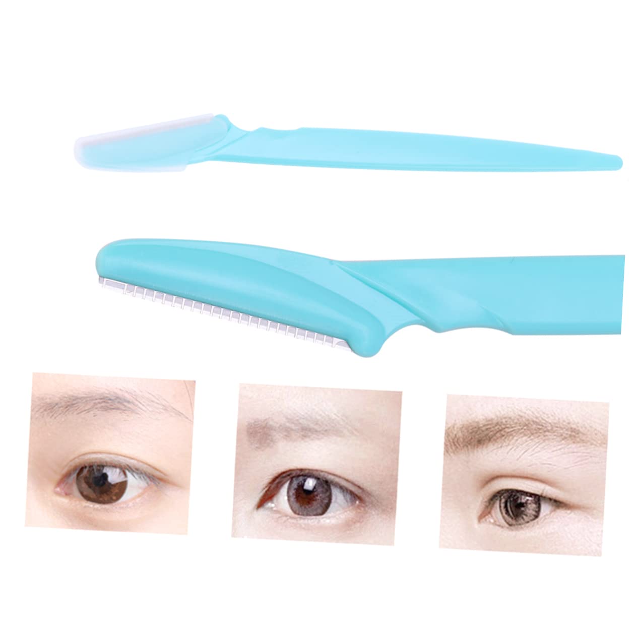 Minkissy 30pcs Stainless Steel Eyebrow Trimmers - Compact Facial Razors for Women with Blue Non-Slip Grip - Precise Eyebrow Shaping & Facial Hair Removal - Perfect for Travel, Home & Salon Use