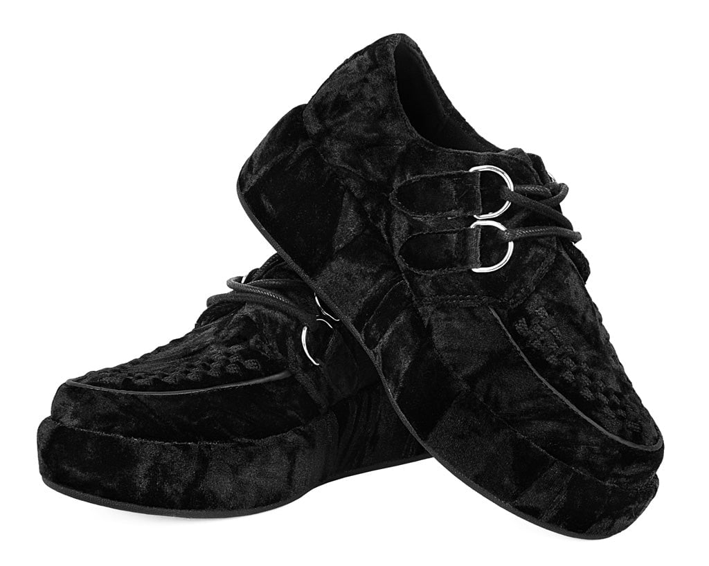Black Velvet Wrapped Viva Mondo Creeper Shoes - Stylish & Comfortable Platform Sneakers for Women | Perfect for Casual Wear, Parties & Night Out