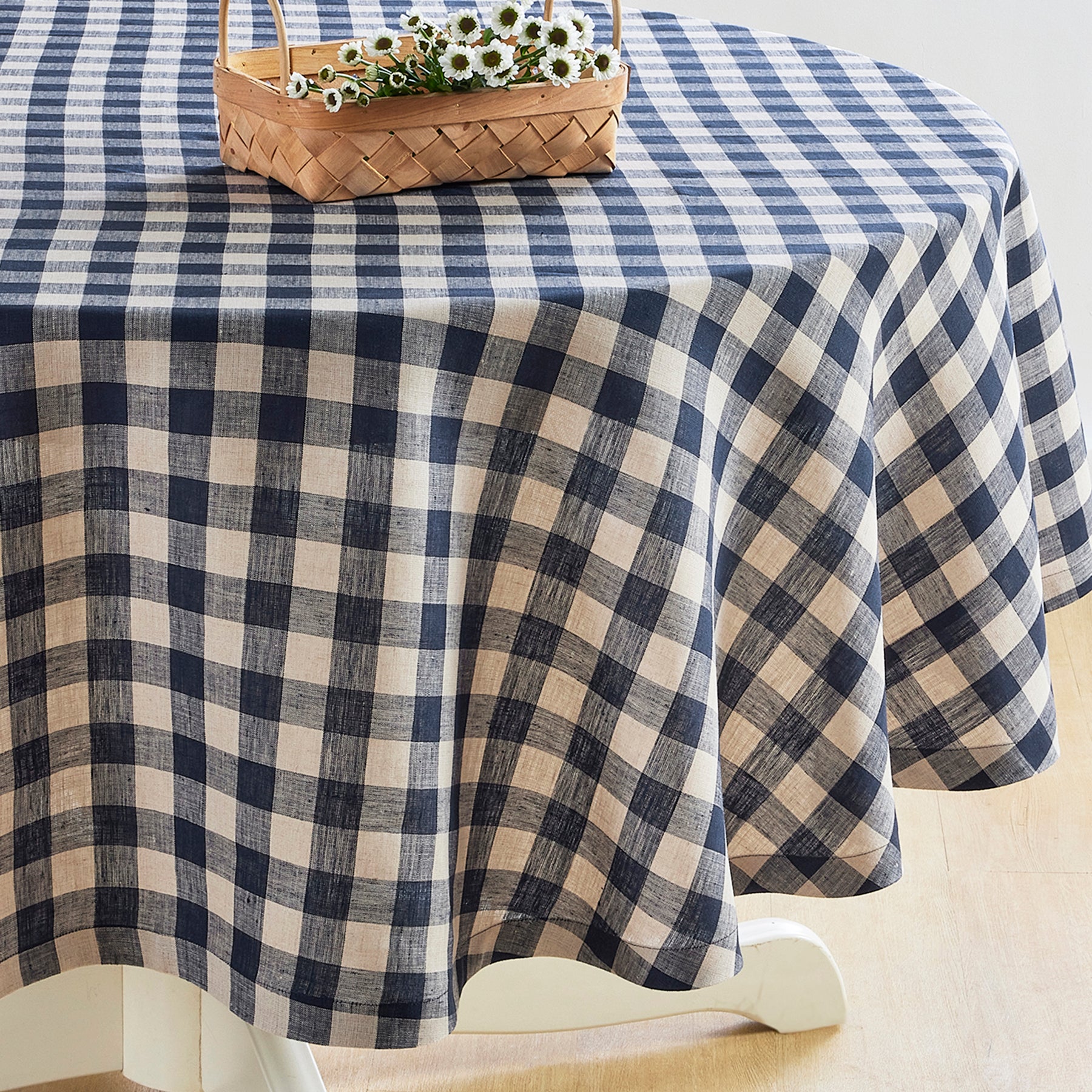 Morgan Check Round Tablecloth - Classic Red and White Plaid Design for Dining & Kitchen Decor | Perfect for Parties, Holidays & Everyday Use