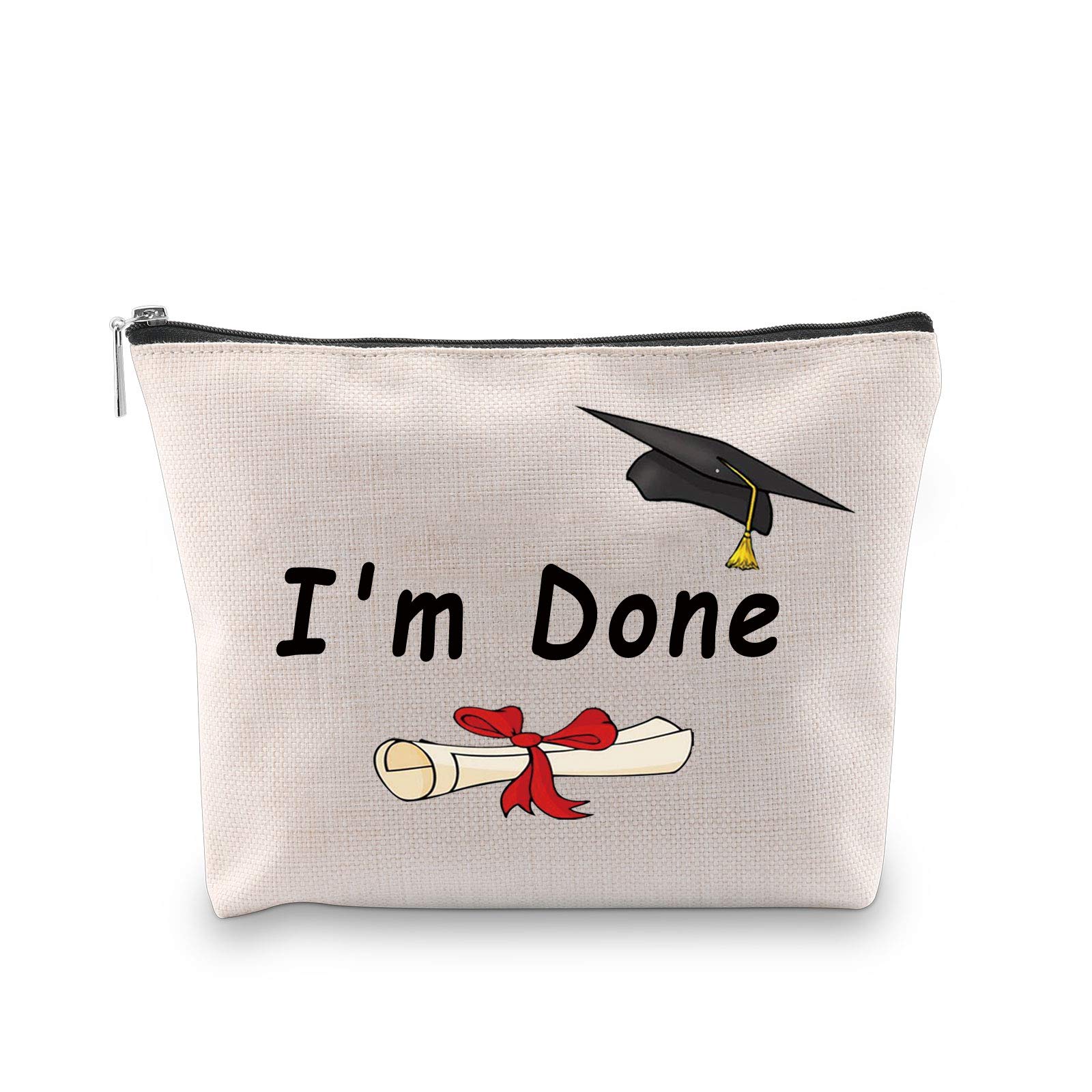 PXTIDY Graduation Makeup Bag 2025 - Congrats Gift for Her (Beige) - Perfect for College Grads