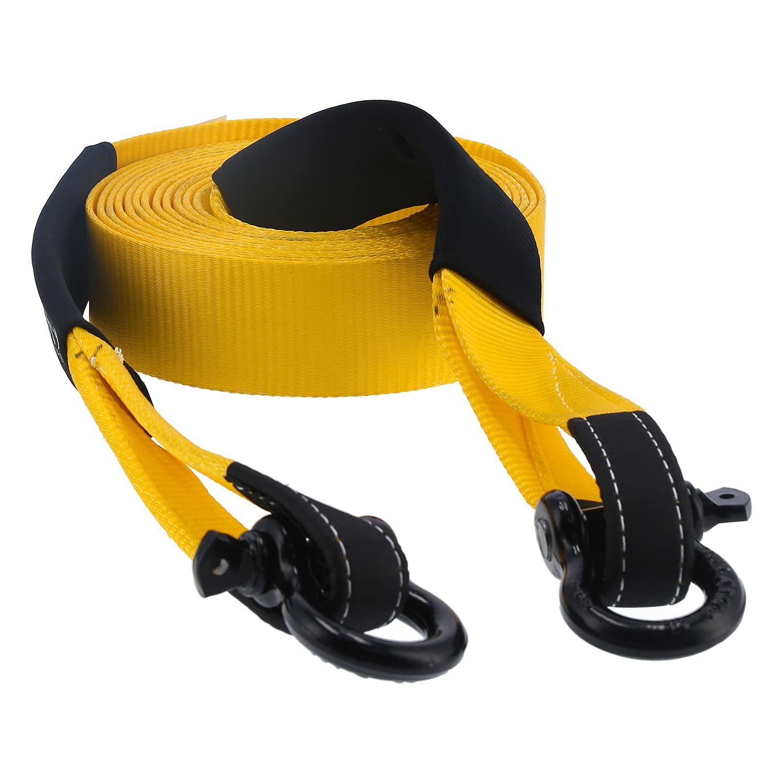 01 Heavy Duty 15-Ton Recovery Tow Rope - High Strength Winch Strap for Car, Truck, Jeep, ATV & SUV Off-Road Rescue (Yellow) - Perfect for Trail Recovery, Towing & Emergency Vehicle Extraction