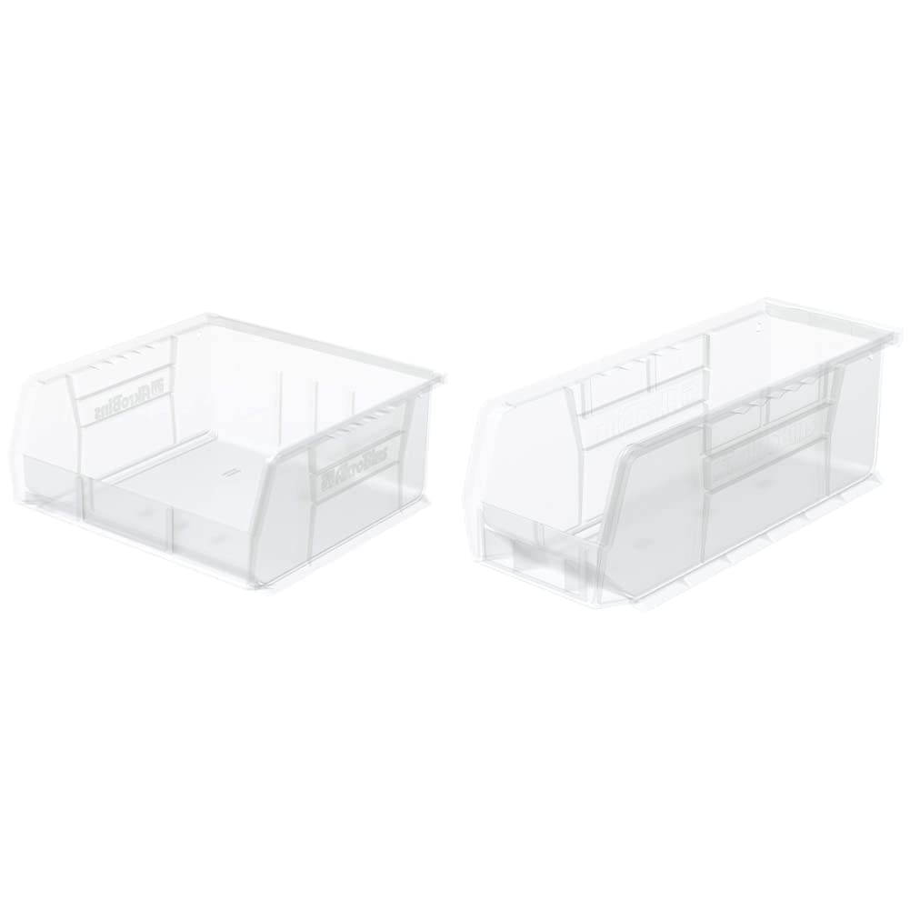 Akro-Mils 30235SCLAR Clear Plastic Storage Bins - 6-Pack Hanging Stackable Organizer Containers (11