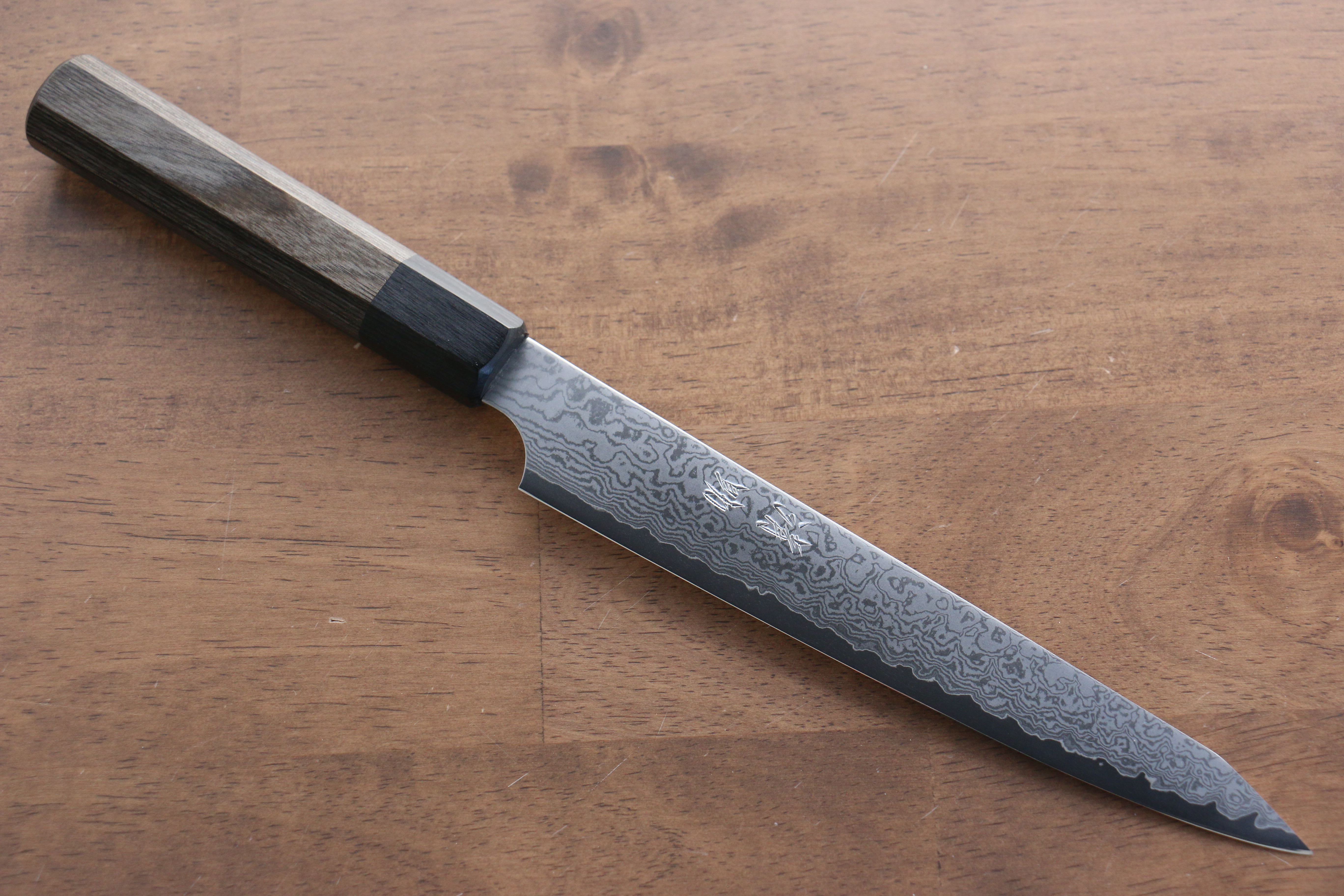 Seisuke VG10 33-Layer Damascus Kiritsuke Petty Utility Knife 180mm - Gray Pakkawood Handle - Perfect for Slicing, Chopping & Precision Kitchen Tasks