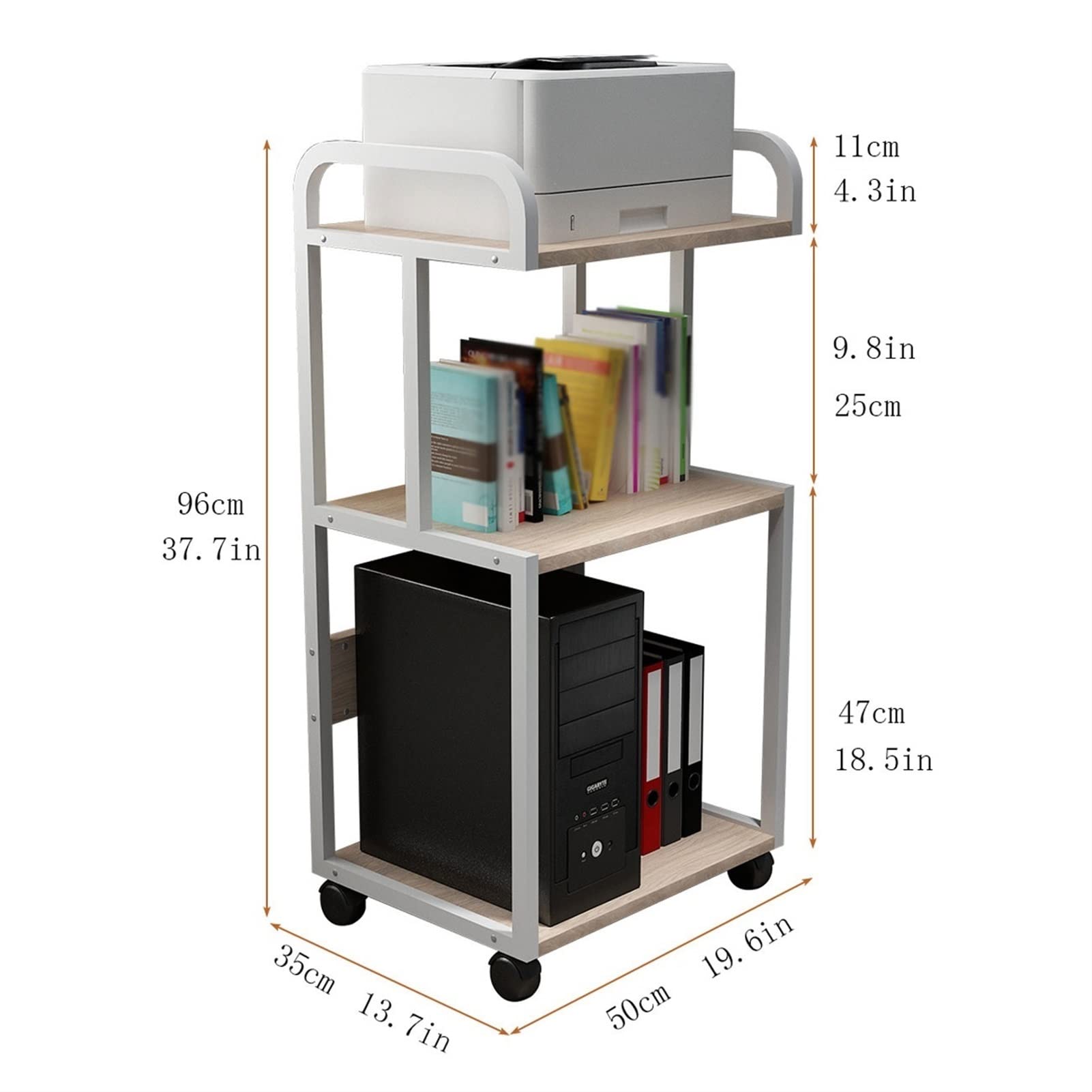 Heavy-Duty Multi-Layer CPU Stand with Wheels - Computer Tower Holder for Home & Office - Printer Storage Stand - Durable PC Host Tower Organizer (Black) - Perfect for Workspace Organization & Cable Management