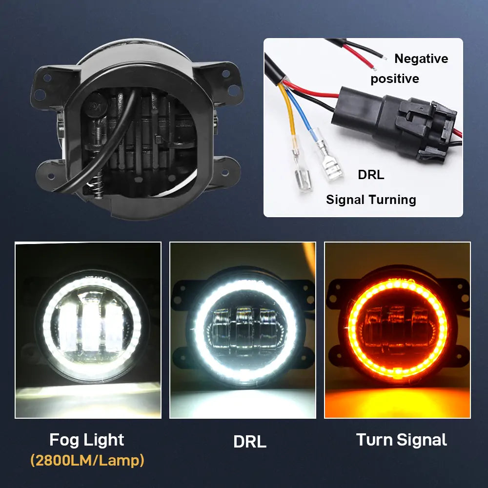 LOYO Dragon Eye LED Headlights with 9'' Bracket Ring & 4 Fog Lights for 2018+ Jeep Wrangler JL & Gladiator JT - Off-Road Adventure & Night Driving Upgrade