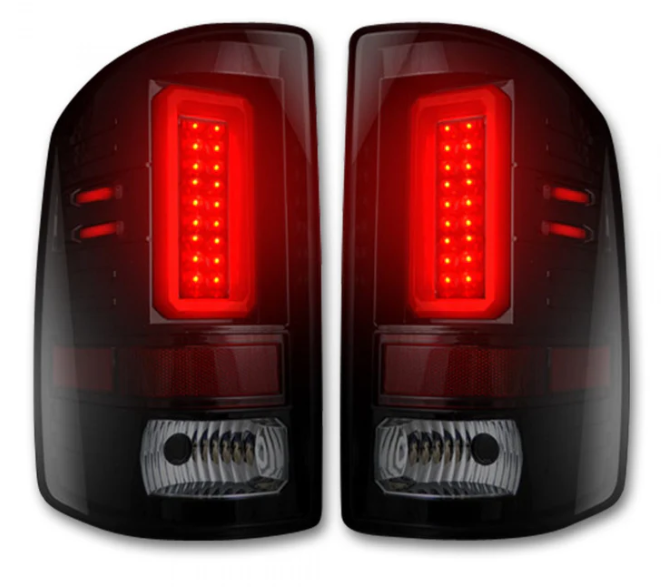 GMC Sierra 2500/3500 2014-2019 OLED Tail Lights - Dark Red Smoked Lens (Fits 3rd Gen Single Wheel Models with OEM Halogen Lights) | Upgrade for Night Driving & Enhanced Visibility