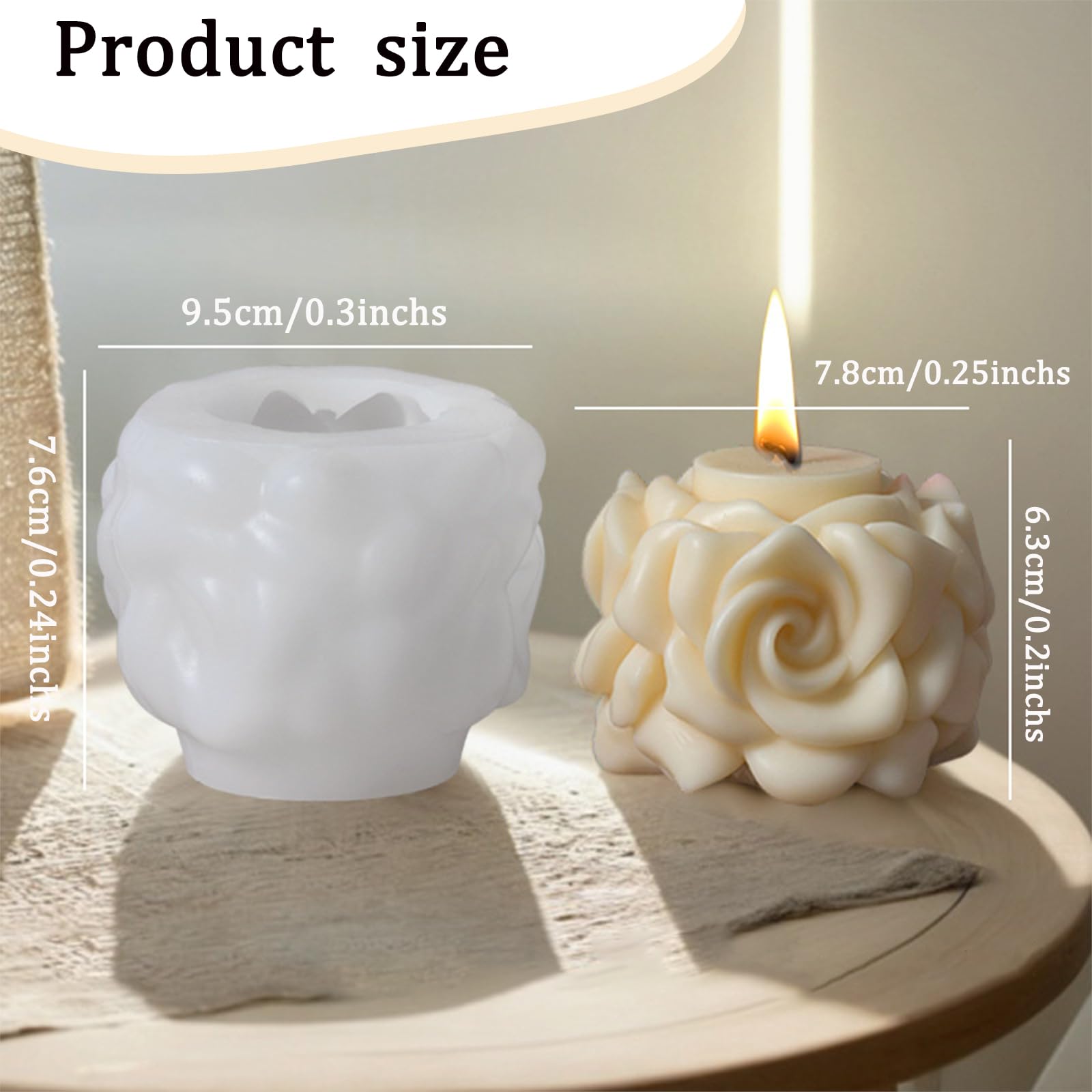 3D Rose Flower Pillar Candle Molds for DIY Candle Making - Valentine's Day Resin Casting, Home Decor & Craft Projects - Perfect for Wedding Centerpieces, Romantic Gifts & Holiday Decorations