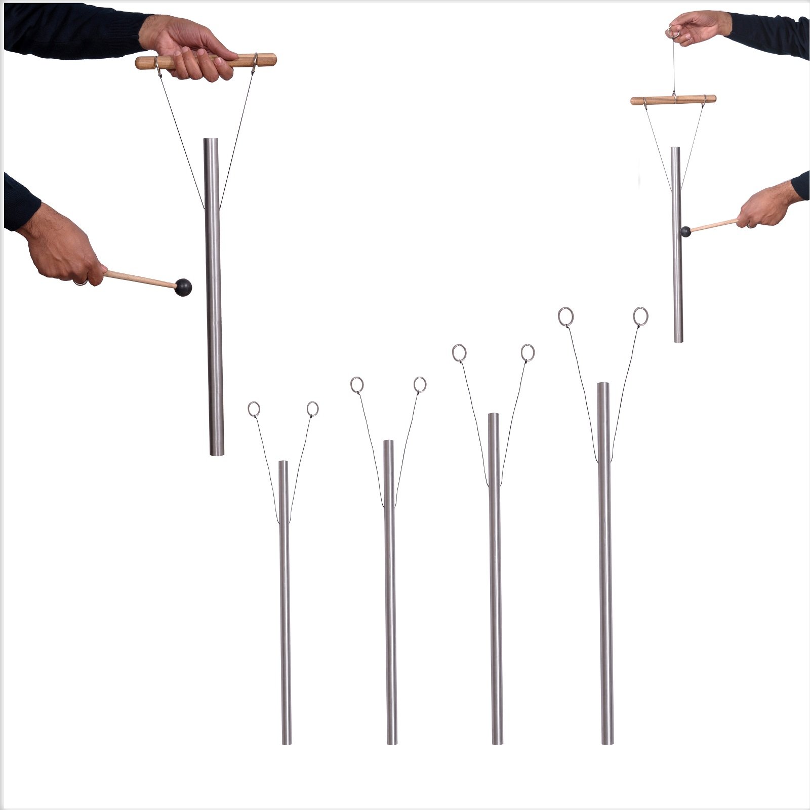 DNA Nucleotides 4 Healing Tuned Pipes - Louder Than Tuning Fork with Mallet for Sound Therapy - Handstand Meditation & Chakra Balancing Accessories