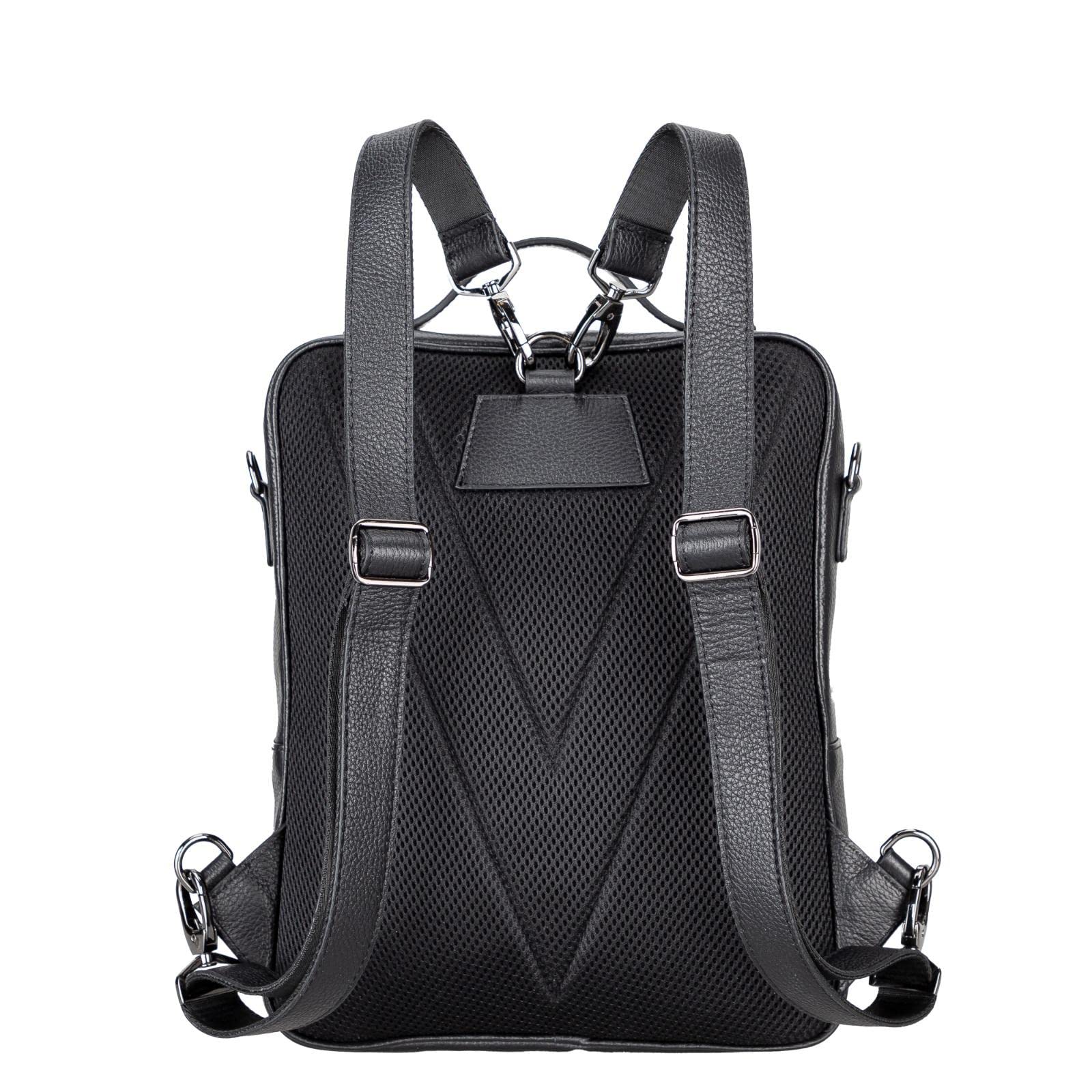 BLACKBROOK Premium Genuine Leather Backpack for Men & Women - Luxurious Hazel Brown Laptop Bag with Protective Padding for Travel, Work & School (Black) - Perfect for Business Trips, Commuting & College Campus Use