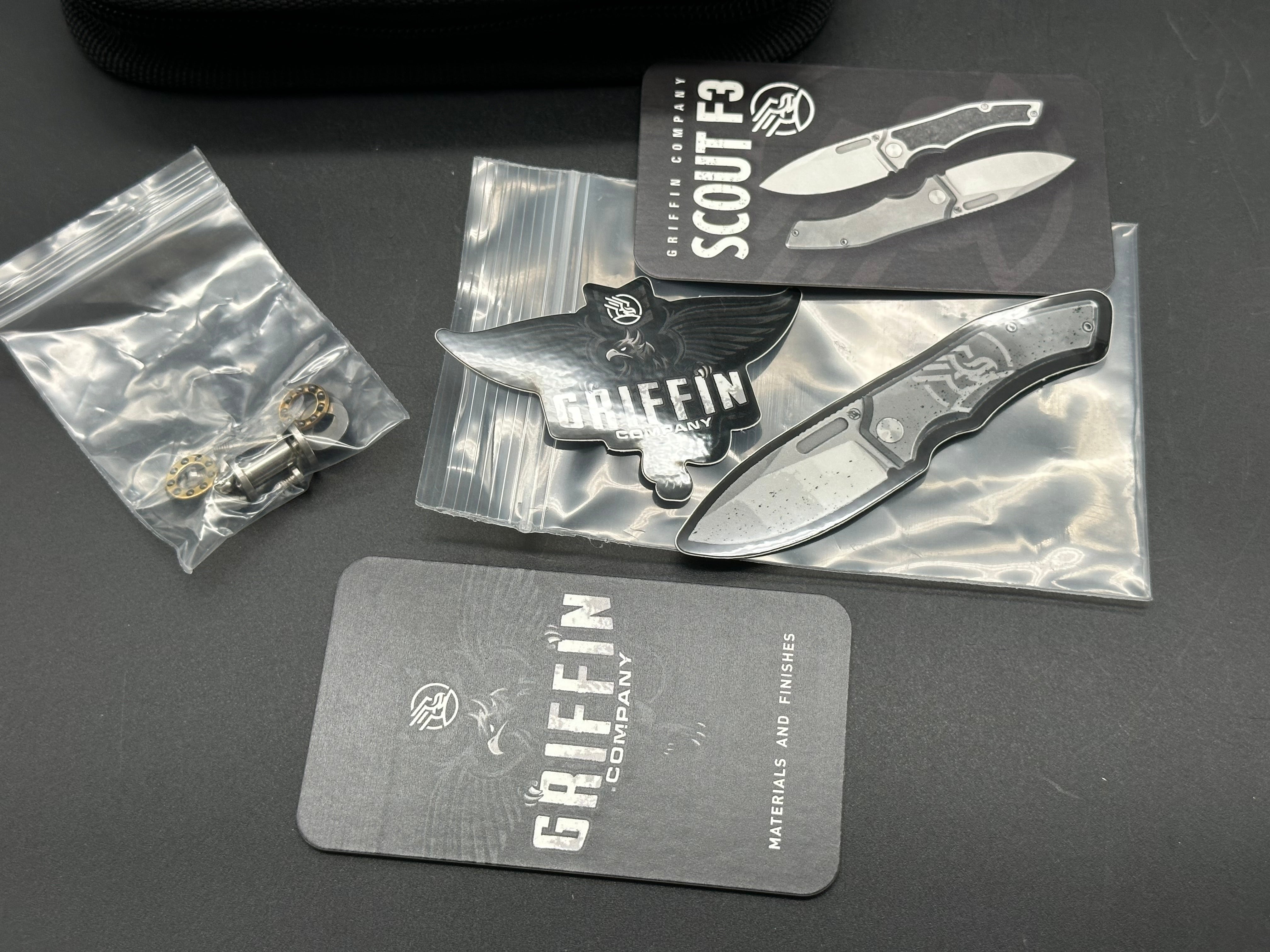 Griffin Company Scout F3 Titanium Carbon Fiber Handle M390 Blade EDC Folding Knife - Perfect for Camping, Hiking & Outdoor Survival Gear