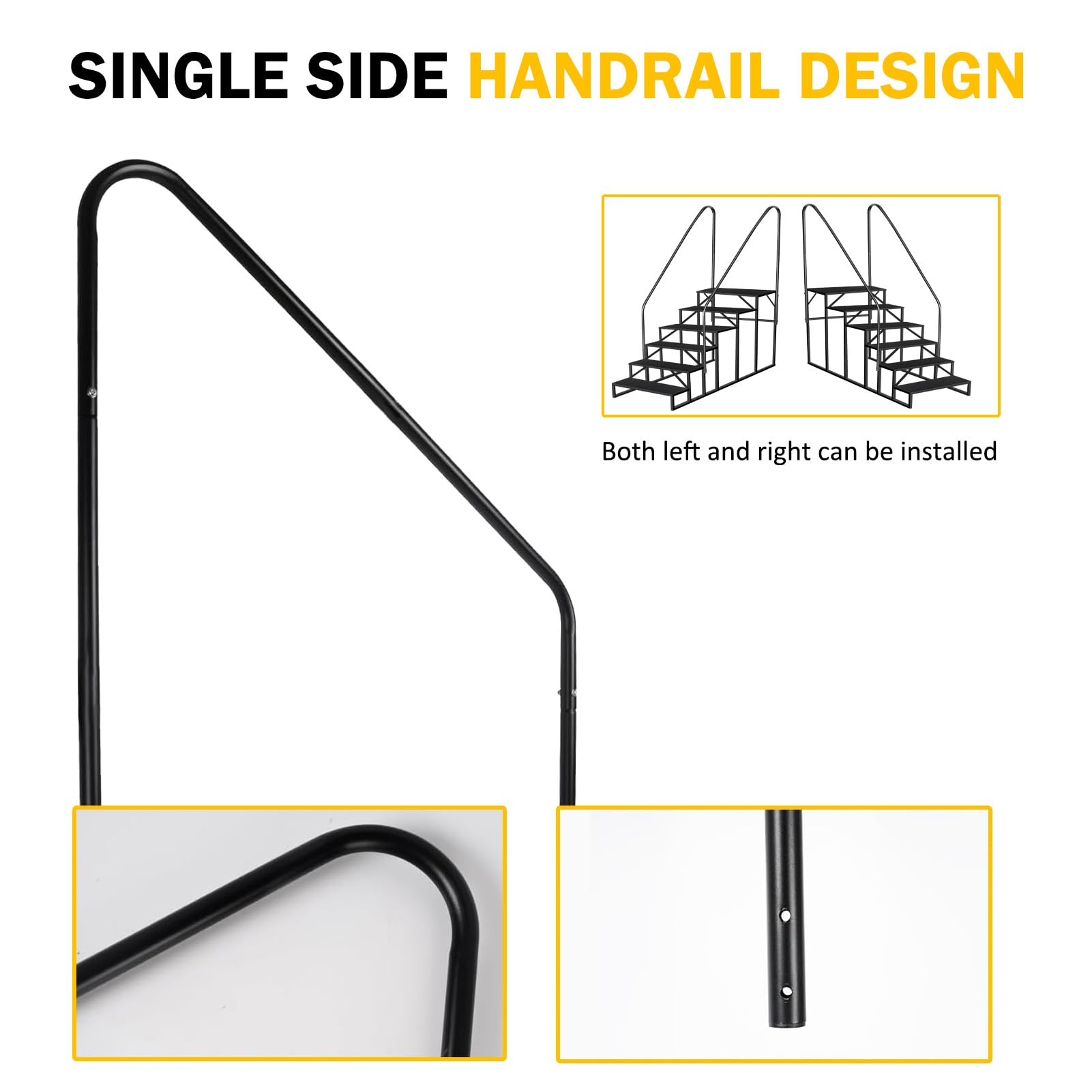 Above Ground Swimming Pool Ladder with Handrail - 660 lb Capacity RV Stool & Hot Tub Steps for Travel Trailers, Spas, Campers, 5th Wheels (6-Step, 2-Handle) - Perfect for Backyard Pools, RV Trips & Spa Relaxation