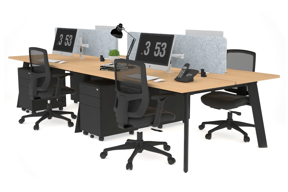 4-Person Workstation with Black Frame - 1800L x 700W Office Desk for Team Collaboration & Productivity | Perfect for Open Offices, Coworking Spaces & Home Offices