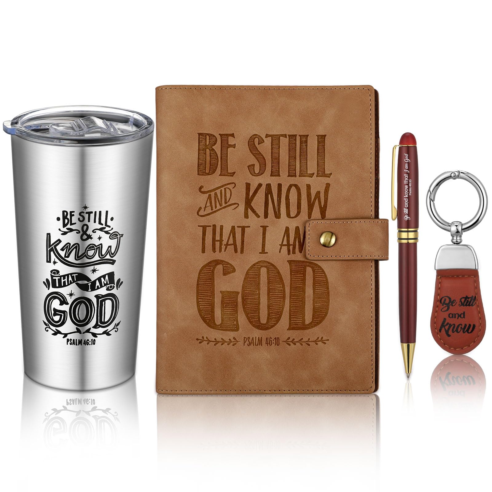 Tioncy Christian Gifts Set - Pastor Appreciation Journal, Bible Verse Tumbler, Pen & Leatherette Keychain - Inspirational Gifts for Women, Men & Pastors - Perfect for Bible Study, Church Events & Birthday Presents