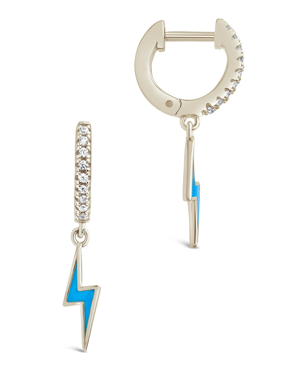 Stylish Lightning Bolt Charm Hoop Earrings for Women - Sterling Silver Dangle Earrings - Perfect for Everyday Wear, Parties & Gifts
