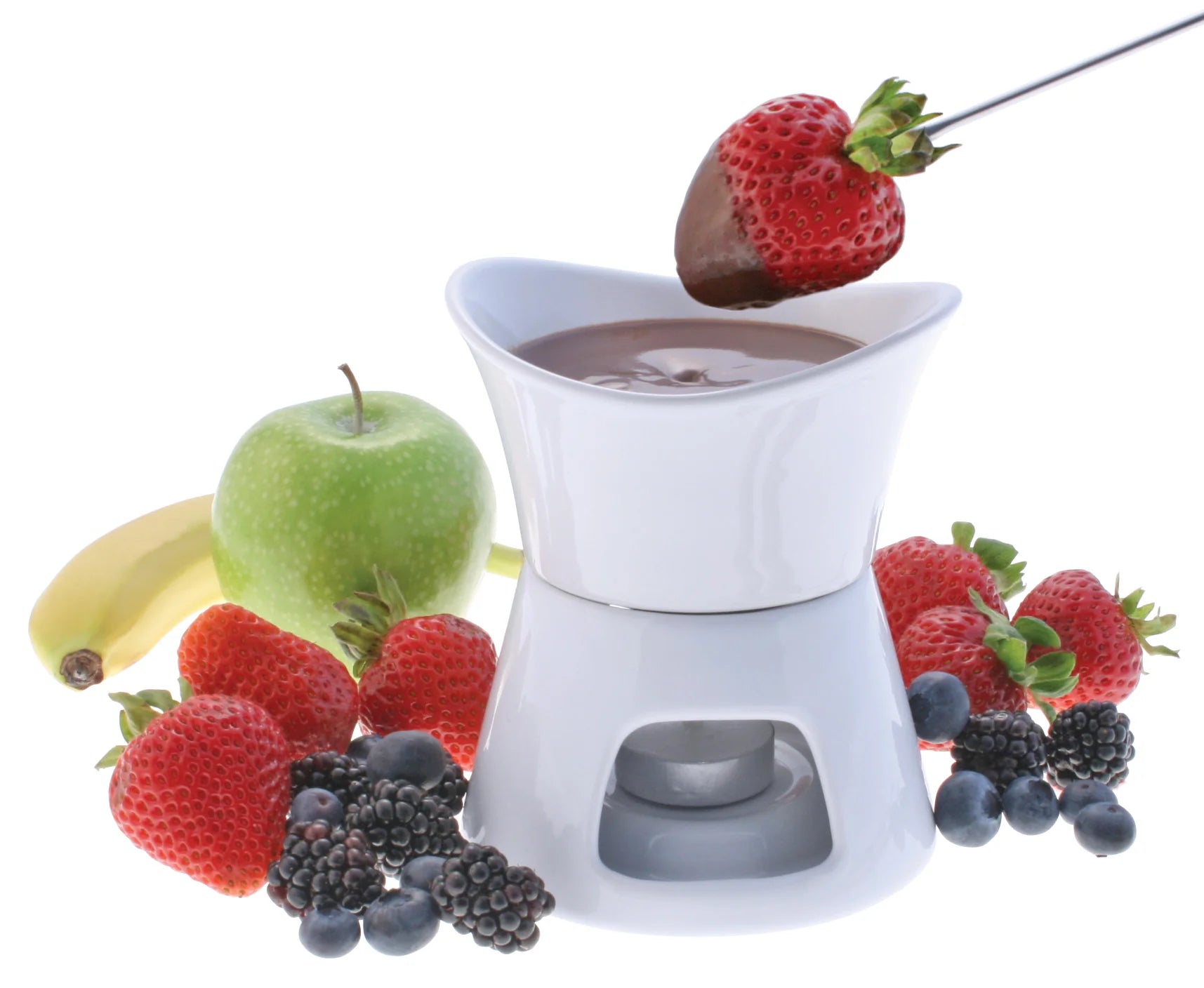 Premium Swissmar Glow 7-Piece Chocolate Fondue Set - Stainless Steel Melting Pot with Forks & Stand - Perfect for Valentine's Day, Parties & Romantic Dinners