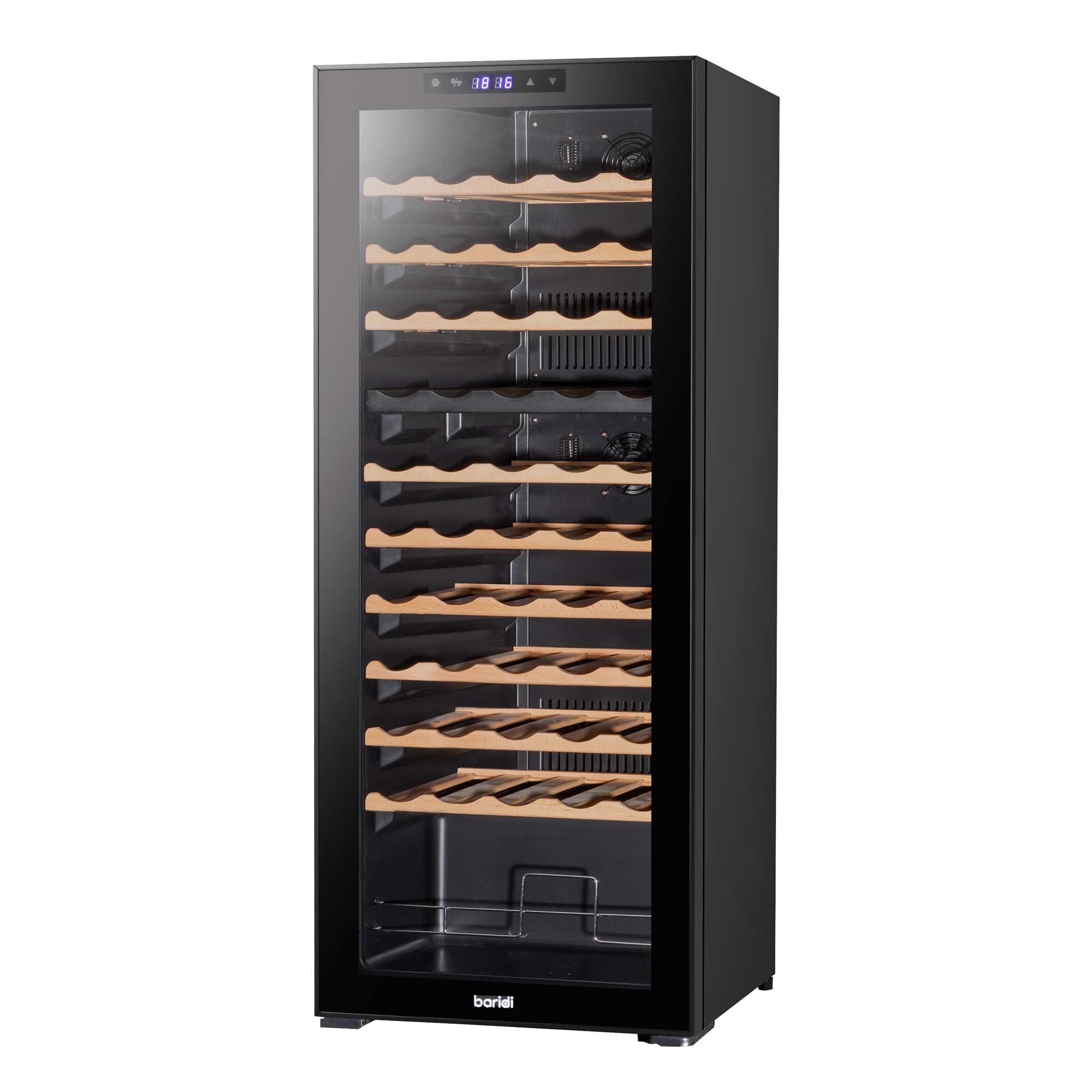 Baridi 55 Bottle Dual Zone Wine Cooler Refrigerator with Touch Controls, Wooden Shelves & LED Display - Perfect for Home Bars, Restaurants, and Wine Cellars