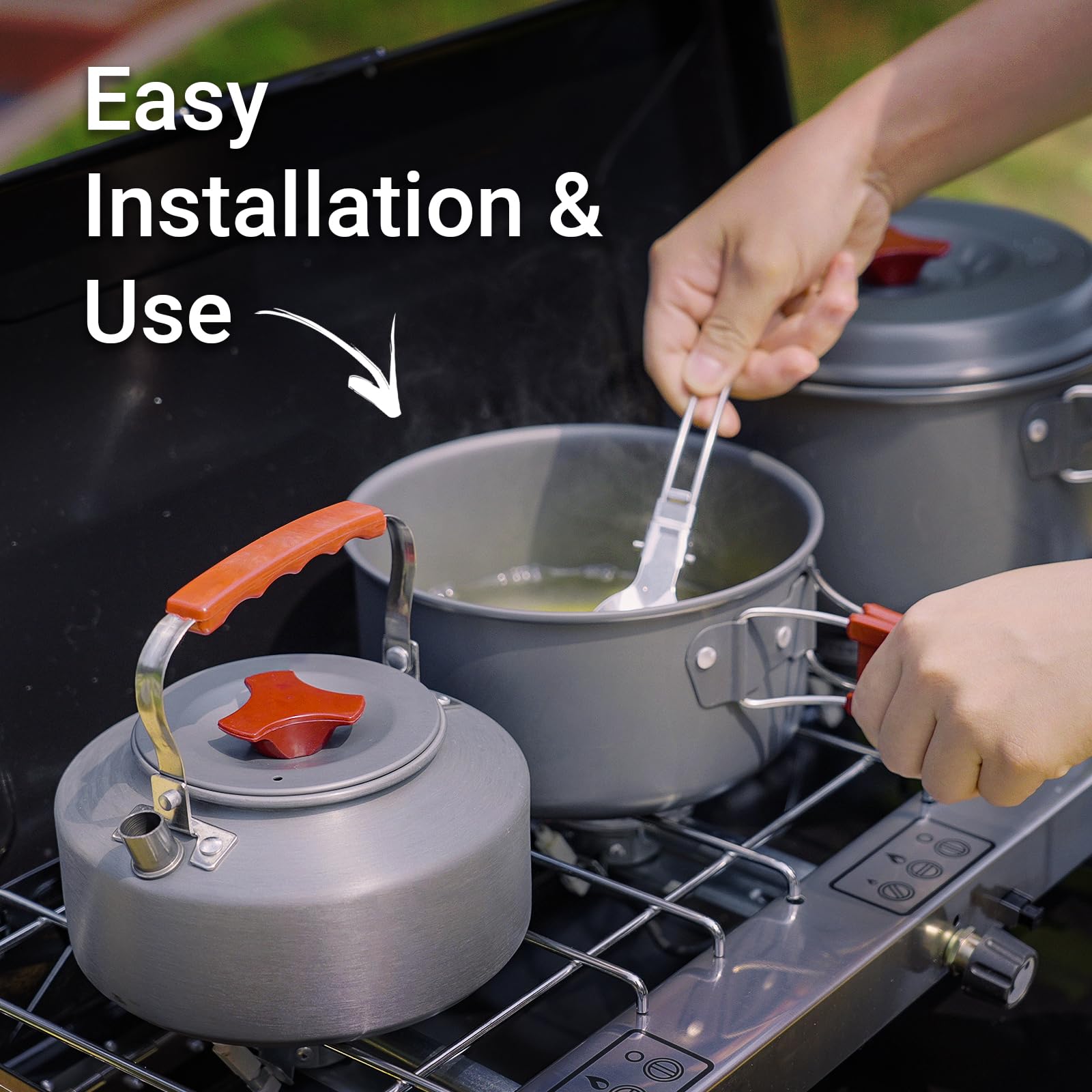 3-Burner Propane Camping Stove 19800 BTUs - Portable Outdoor Cooking Stove with 3 Adjustable Burners & Built-in Handle - Perfect for Car Camping, Backyard BBQs, Picnics & Tailgating - Ideal for Family Gatherings & Outdoor Adventures