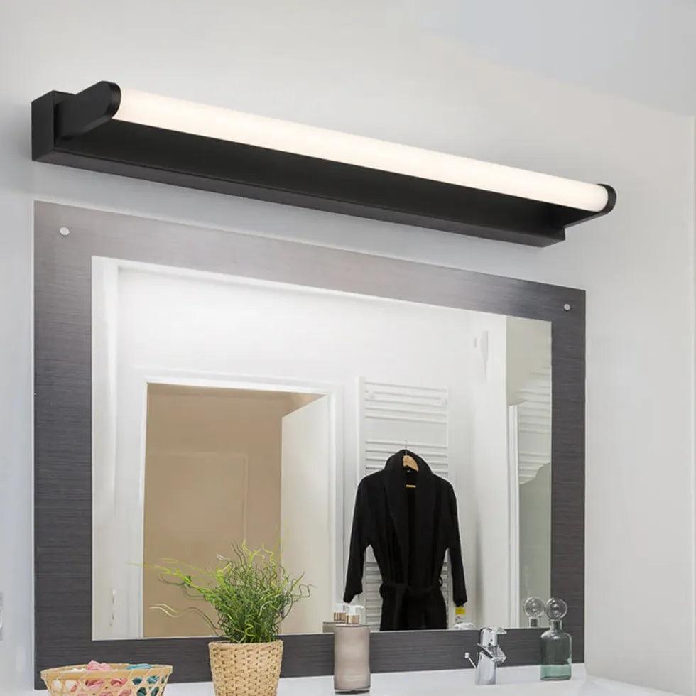 Black LED Tube Wall Lights for Bathroom - Modern Waterproof Vanity Lighting for Mirror, Shower, and Makeup Area