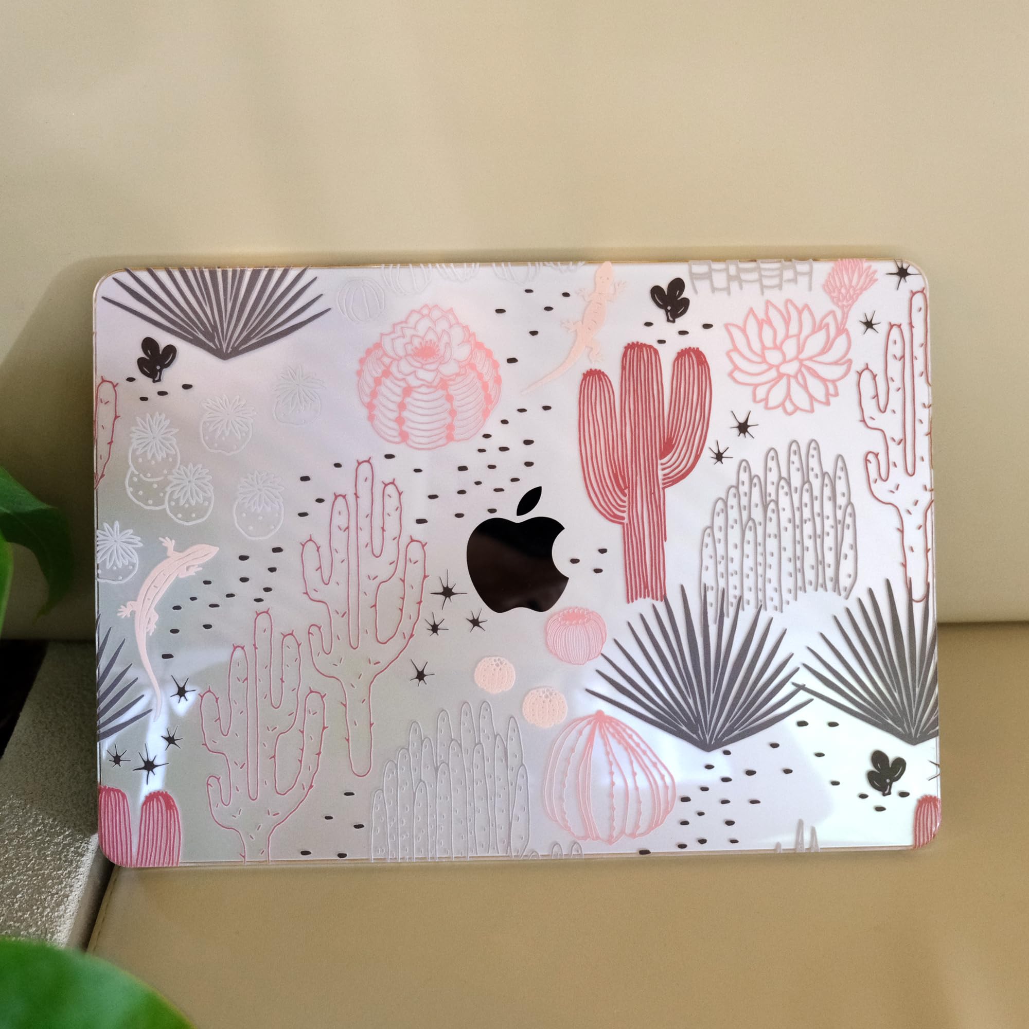 MEEgoodo Hard Shell Case for MacBook Pro 13 inch (2020-2022 Models A2338 M2/M1, A2251, A2289) - Protective Laptop Cover with Keyboard & Camera Privacy Shield - Cactus Design | Perfect for Work, Travel & School Use