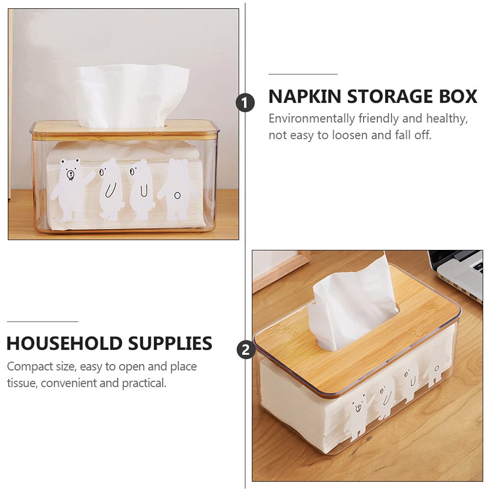 Hemoton Wooden Tissue Holder Box - 1pc Desktop Napkin & Paper Towel Storage Organizer for Bathroom, Kitchen, Office - Nordic Style Home Decor with Pump Dispenser - Perfect for Toilet Paper, Hand Towels & Pet Tissue Storage