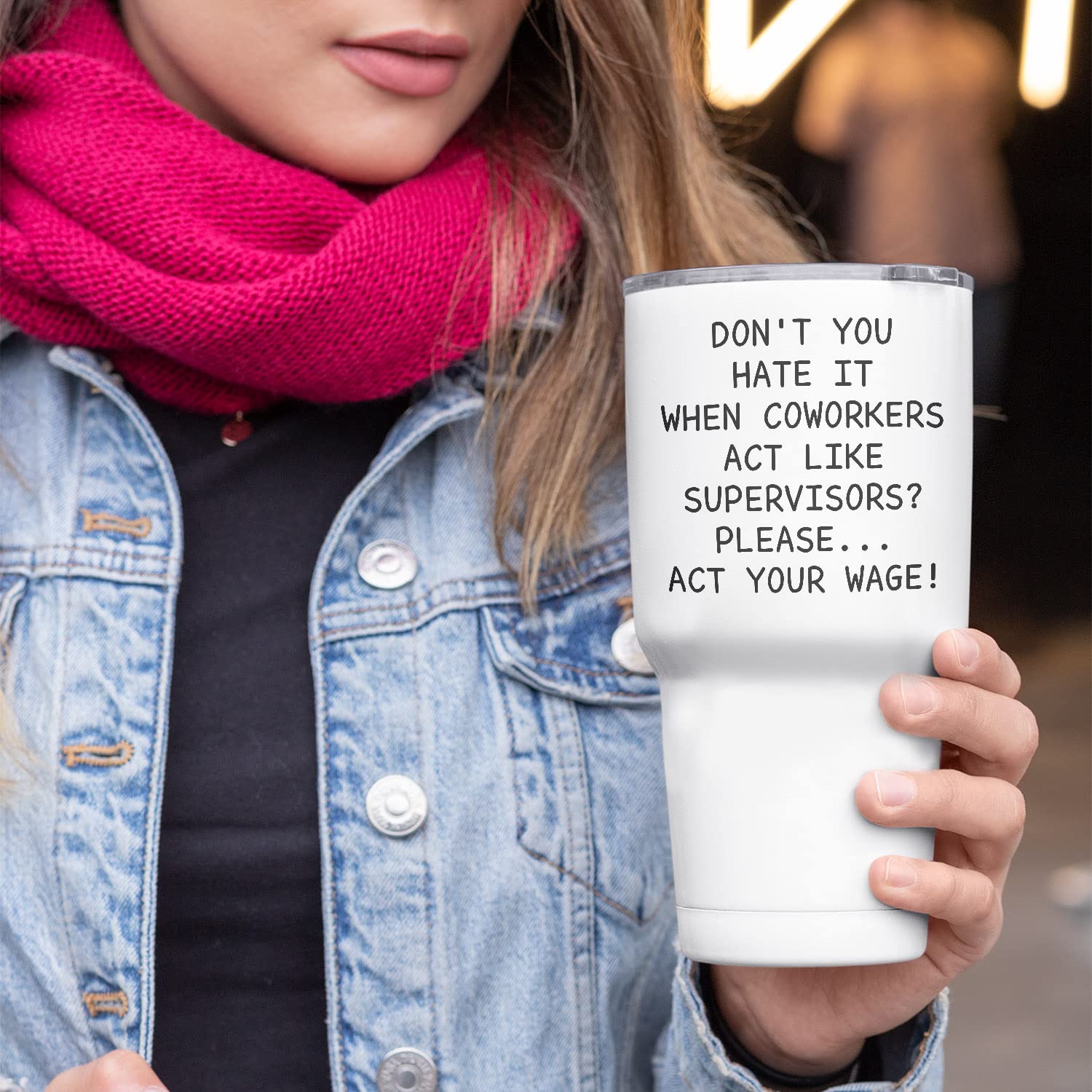 30oz Stainless Steel Travel Tumbler - Funny Office Gift for Coworkers with 'Don't You Hate It When Colleagues Act Like Supervisors' Slogan | Perfect for Workplace, Office Parties & White Elephant Gifts