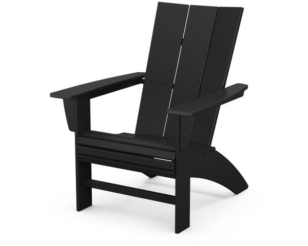 Polywood Black Modern Curveback Adirondack Chair - Outdoor Patio Furniture, Weather-Resistant Recycled Plastic - Perfect for Garden, Poolside & Backyard Relaxation