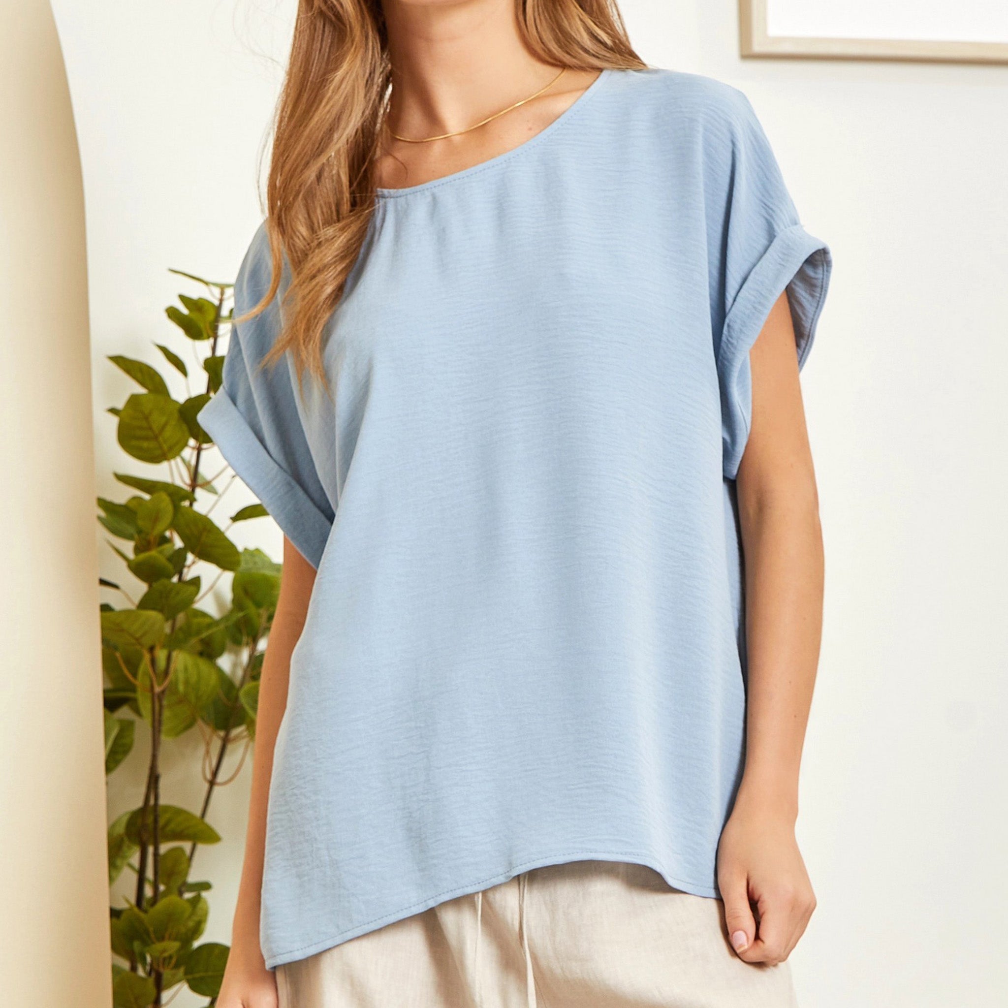 Andree Women's Chambray Blouse - Casual Button Down Shirt for Women, Long Sleeve Denim Top with Chest Pocket | Perfect for Office, Date Night & Everyday Wear