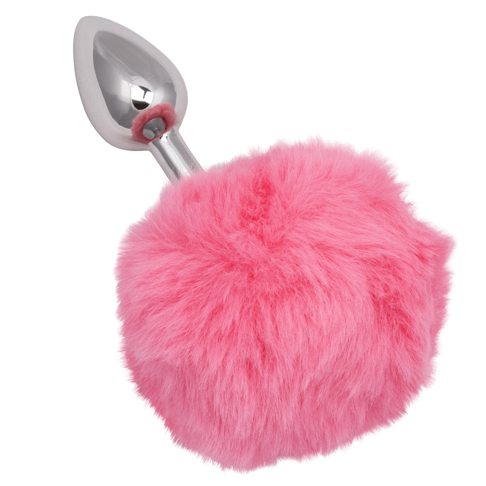 White Metallic Plug with Whimsical Fluffy Bunny Tail - Playful Running Wild Accessory for Cosplay, Rave Parties & Adult Fun