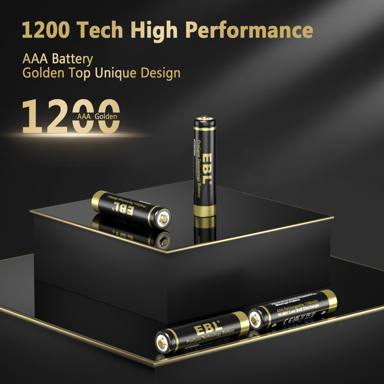 EBL Gold Pro Rechargeable AAA Batteries 8-Pack - High Capacity 1100mAh Ni-MH Battery with USB Charger - Perfect for Cameras, Toys, Flashlights & Electronic Devices