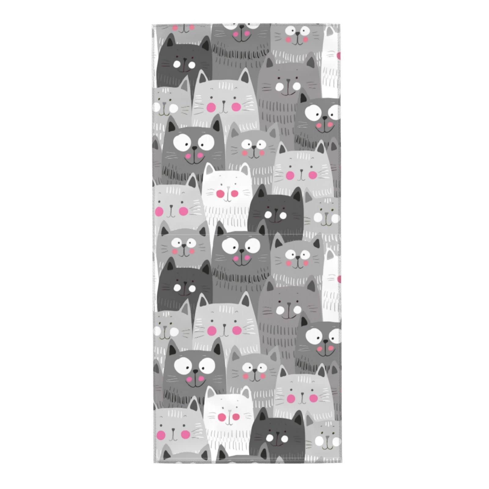OUZPGAQ Soft Absorbent Cat Design Hand Towels - 12x27.5 Inch Multipurpose Kitchen & Bath Towels for Home, Gym, Yoga, Travel - Grey Decorative Washcloths for Bathroom, Hotel, Studio & Bar Use