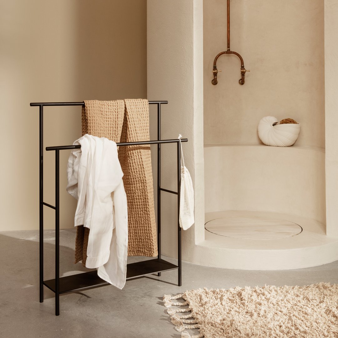 Dora Bathroom Towel Stand - Heavy Duty Stainless Steel Towel Rack for Kitchen & Bathroom - Space Saving Wall Mounted or Freestanding Towel Holder for Home, Hotel, Spa (Brushed Nickel)