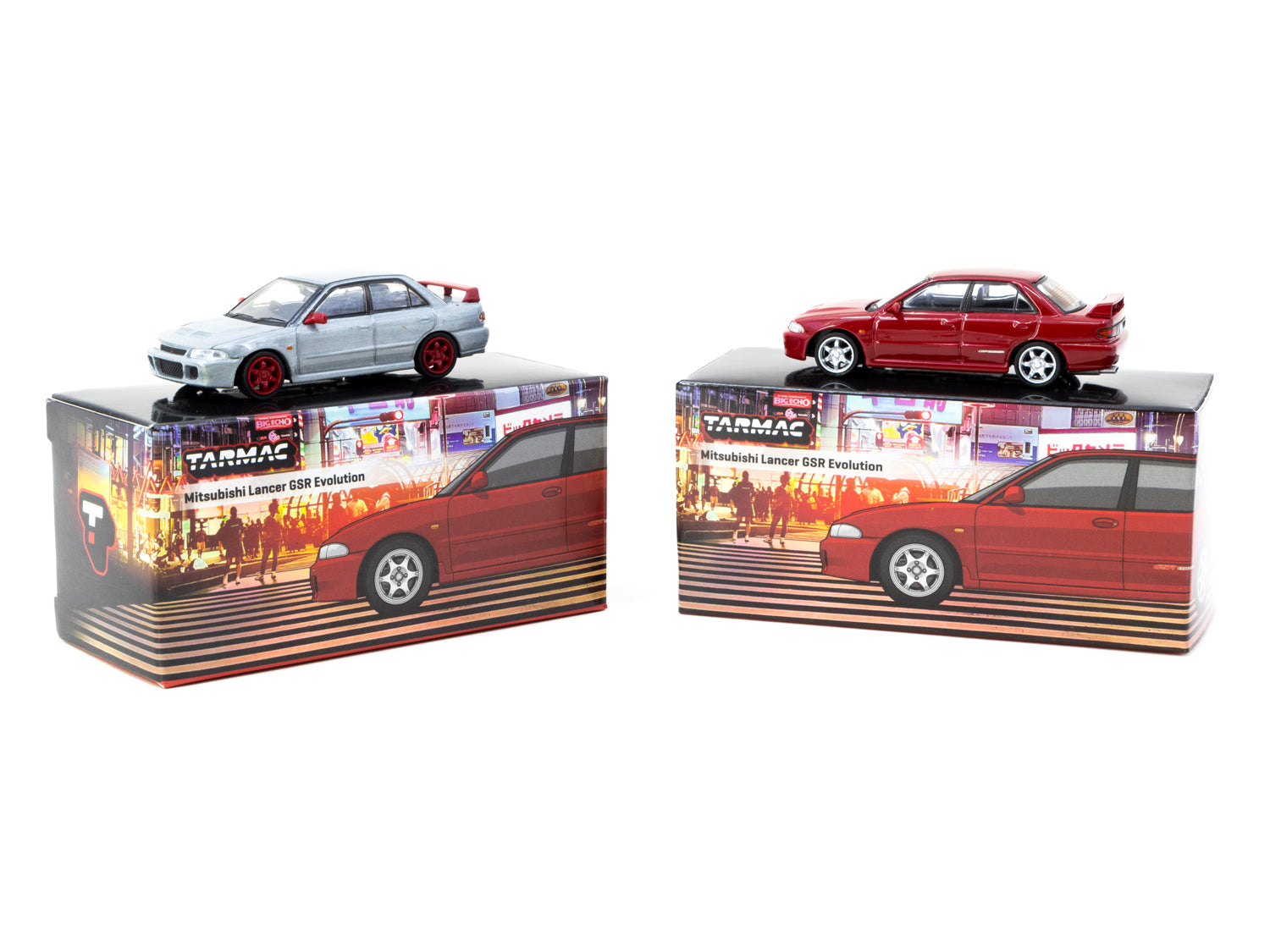 Tarmac Works 1/64 Mitsubishi Lancer GSR Evolution Red Diecast Model Car - Collectible Miniature Vehicle for Display & Racing Scenes - Perfect for Car Enthusiasts & Hobbyists